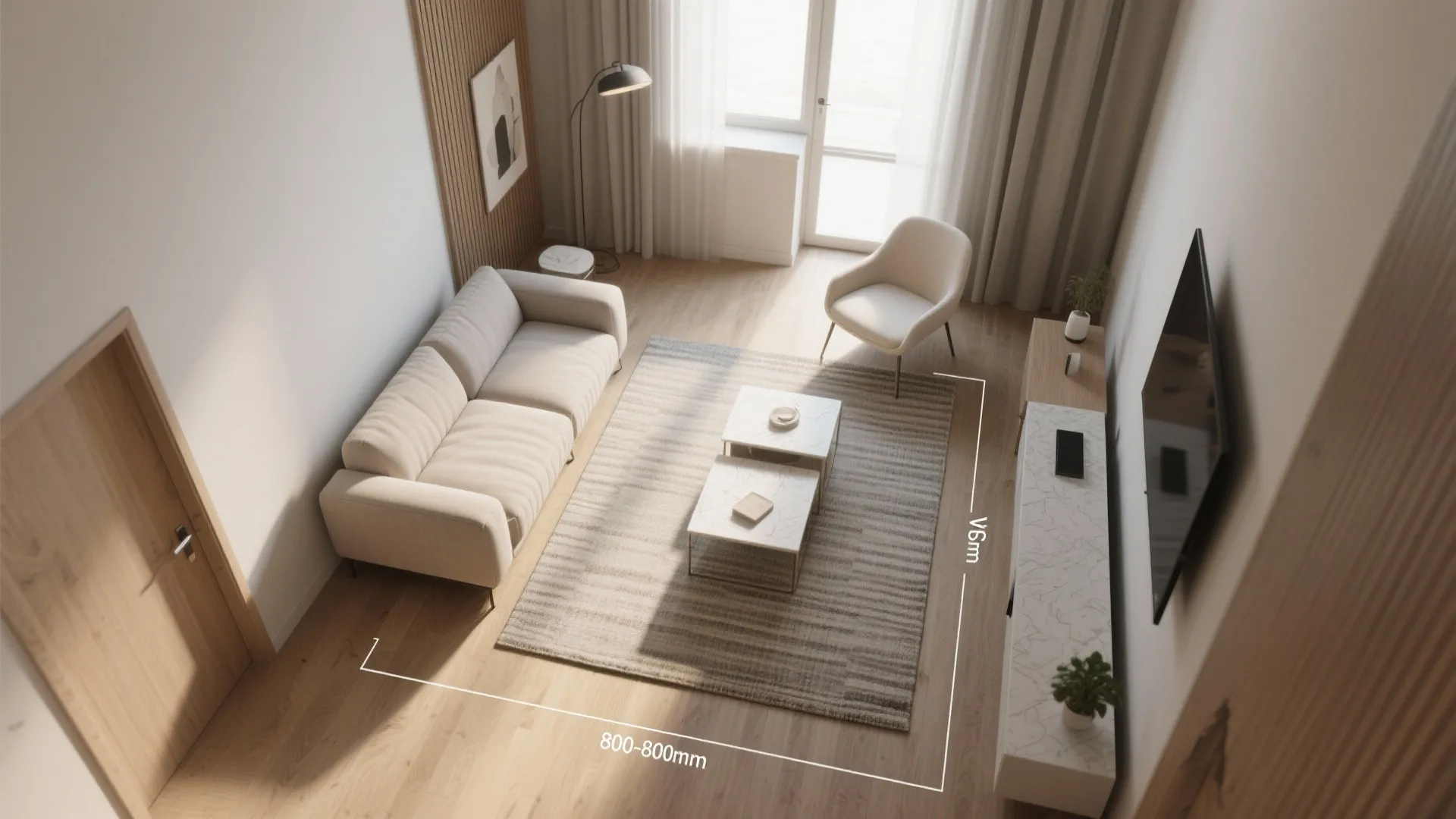 1) Minimal furniture, maximum circulation