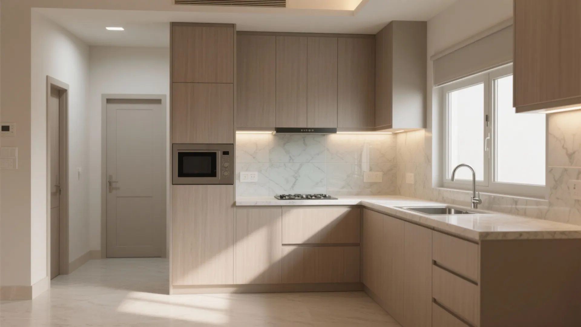 Minimal kitchen with concealed storage