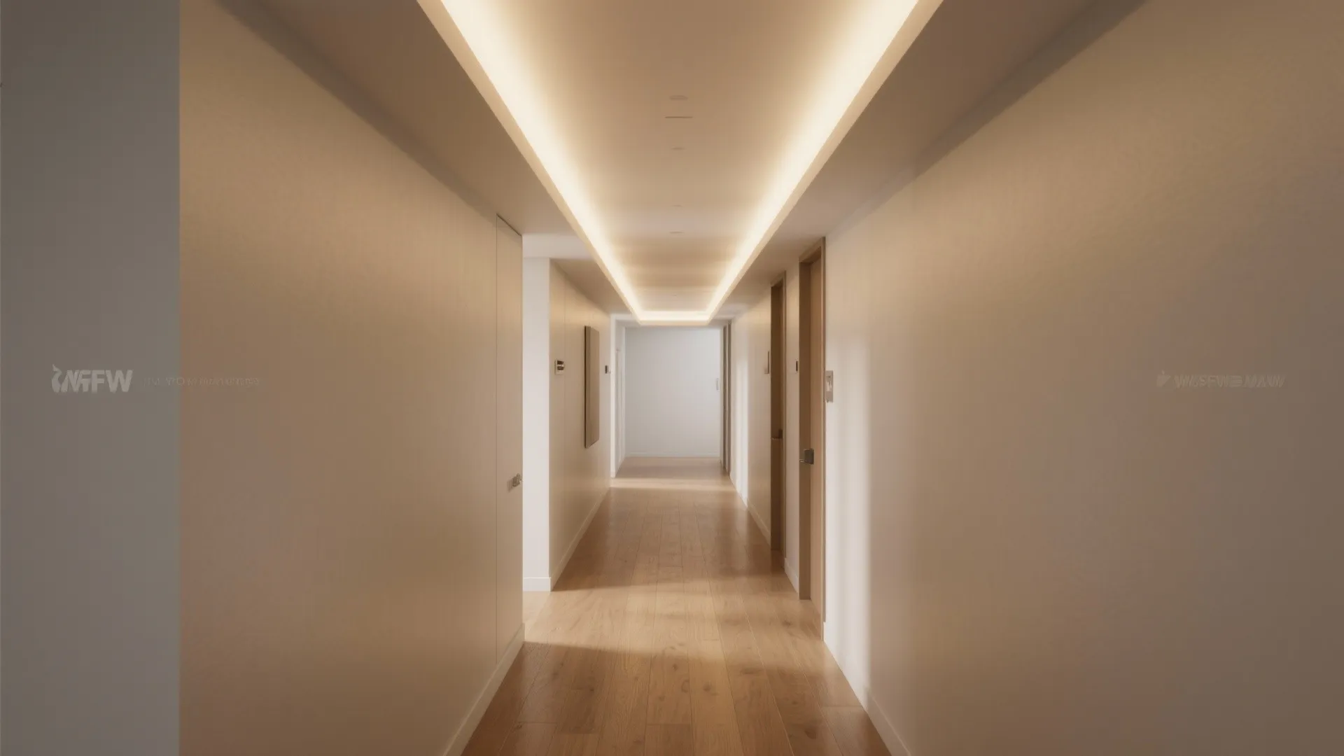 Minimal recessed ceiling with hidden cove lighting