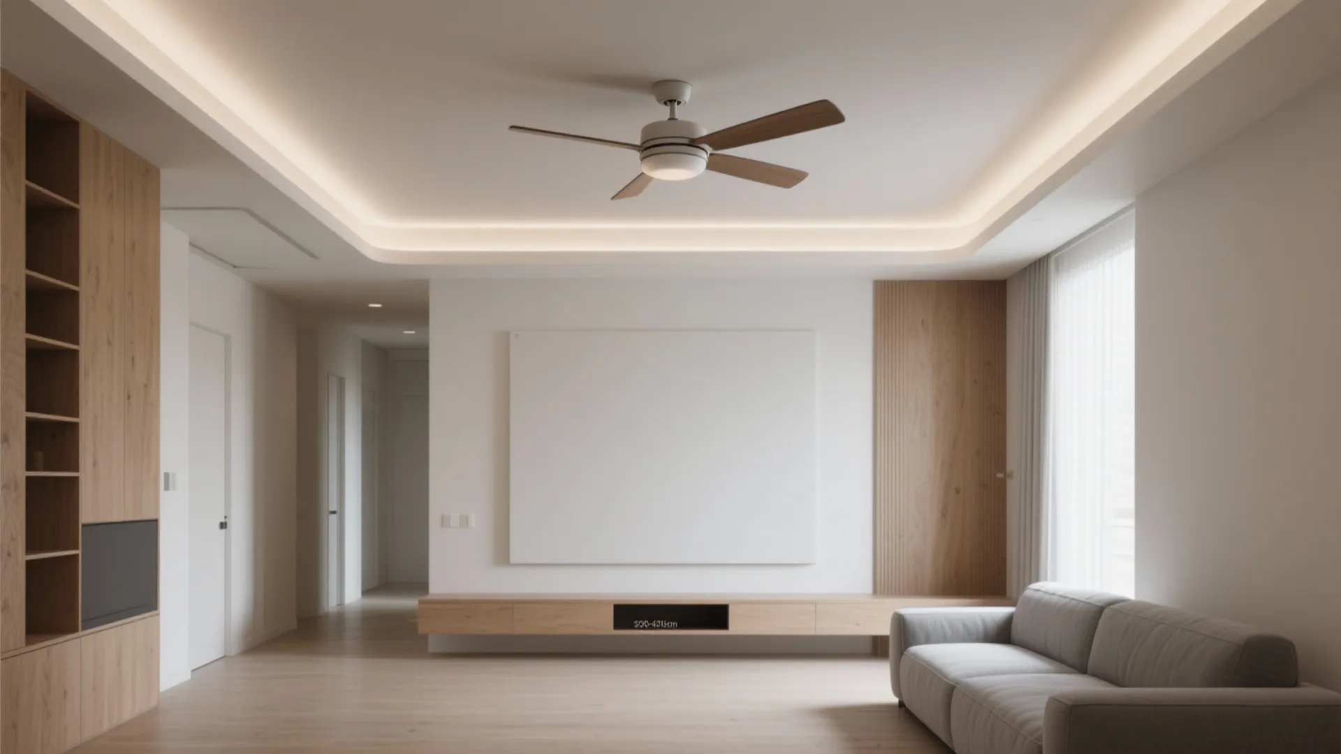 Minimalist cove ceiling around the fan
