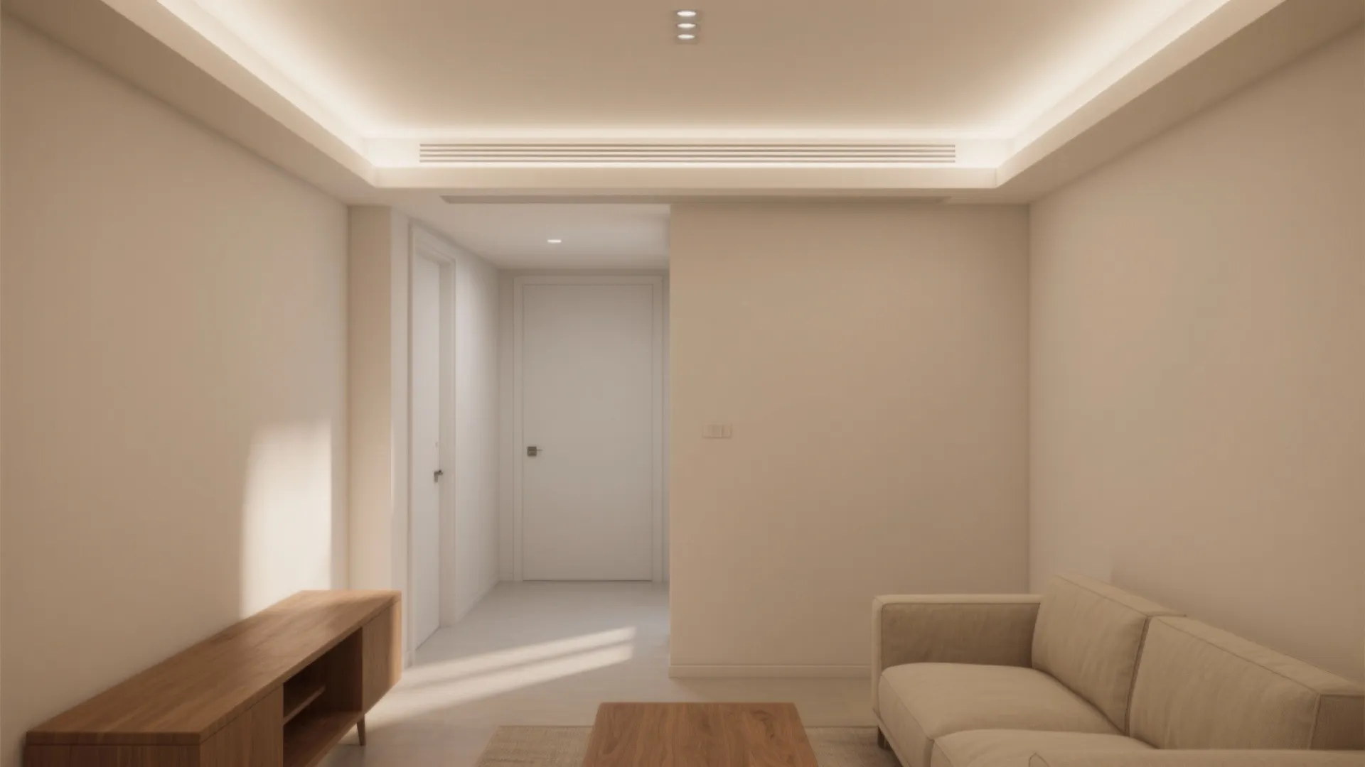 Minimal Cove Lighting for a Calm Hall