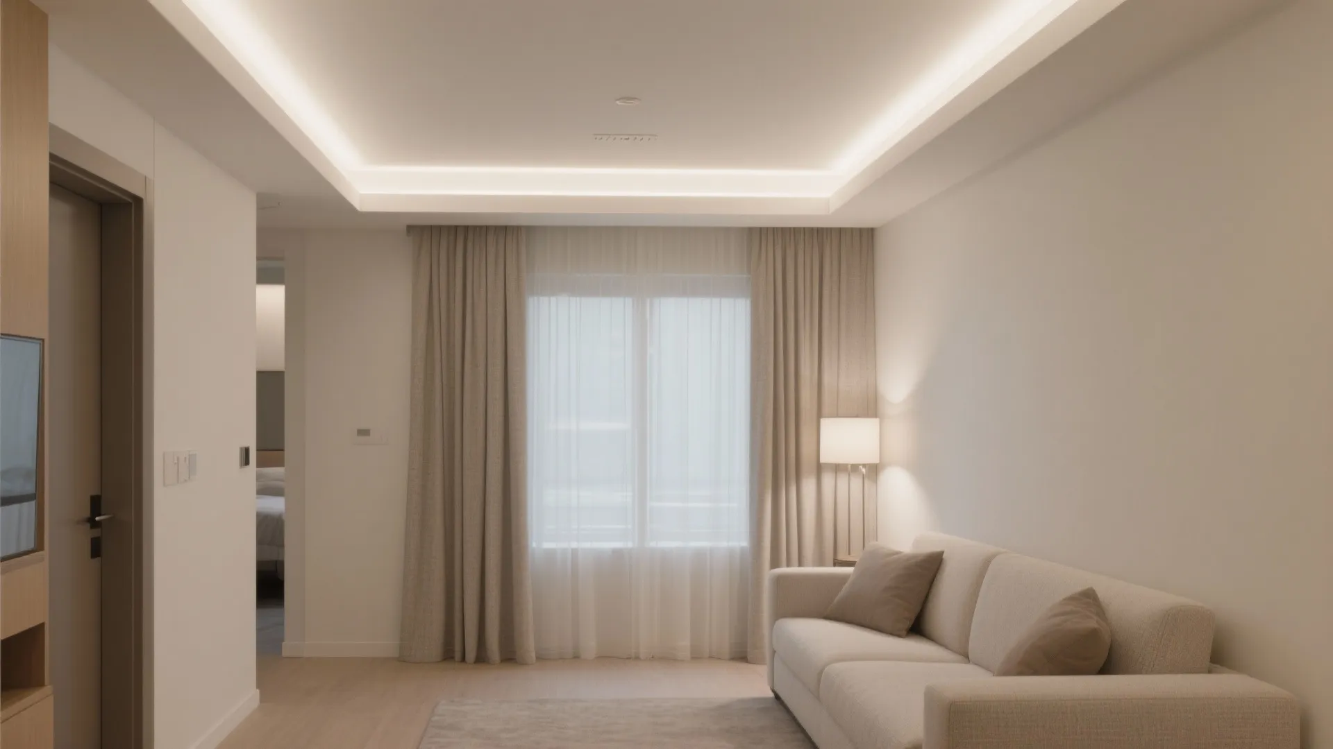 1) Minimal Cove POP Ceiling for a Calm Hall