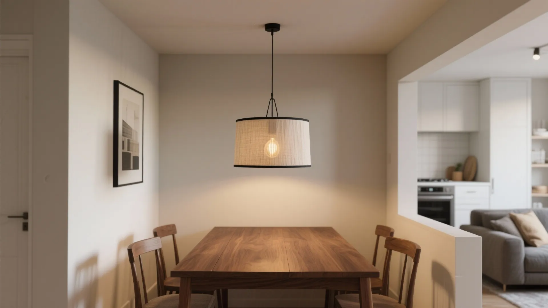1) Minimal drum pendants for calm, even light