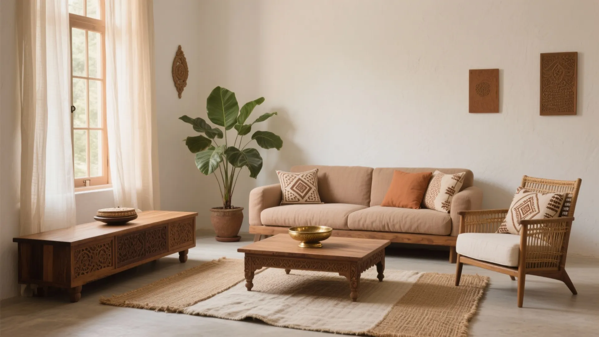 1) Minimalist Indian Elegance with Earthy Textures