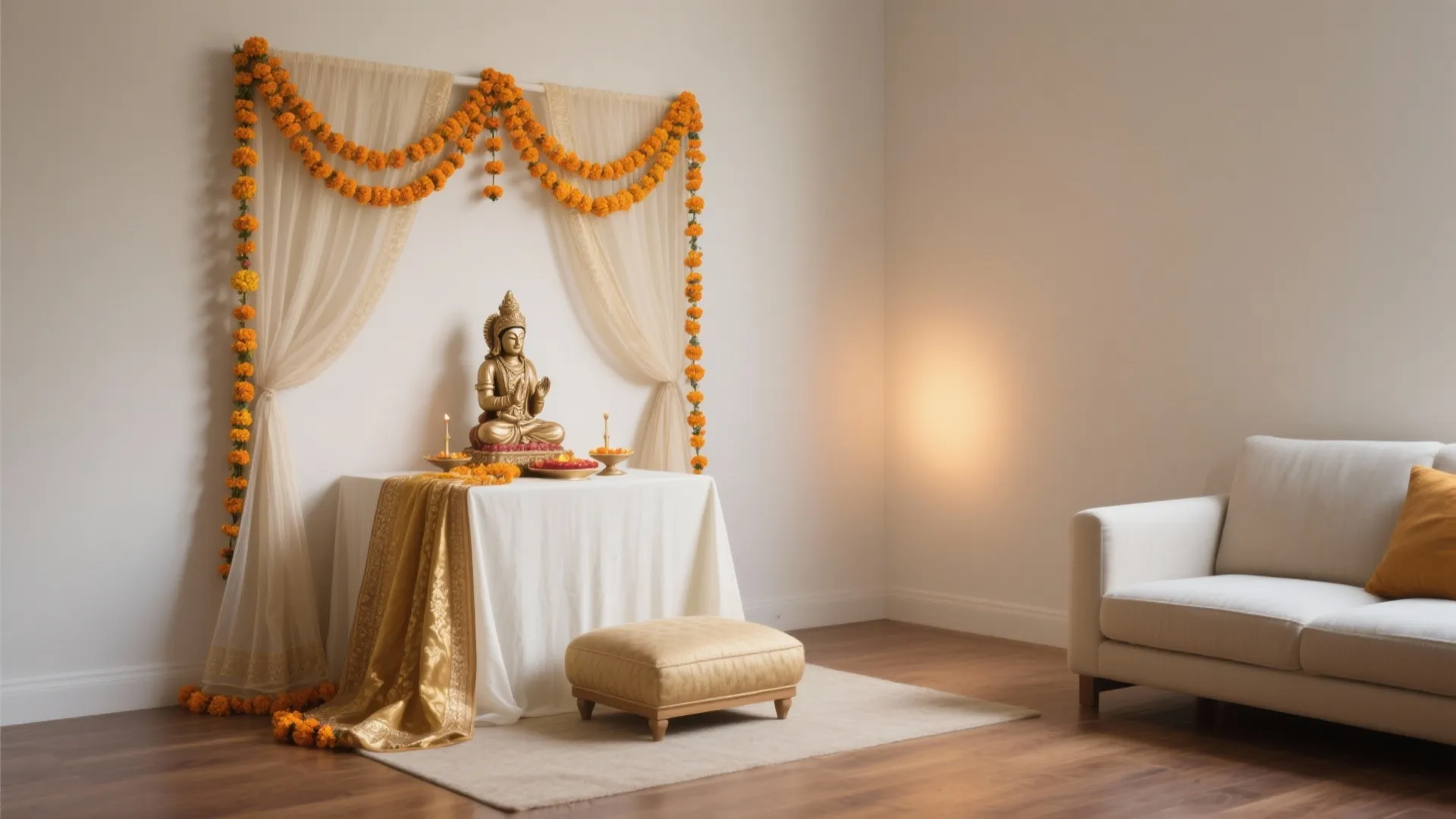 Minimal Mandap with Fabric Backdrop