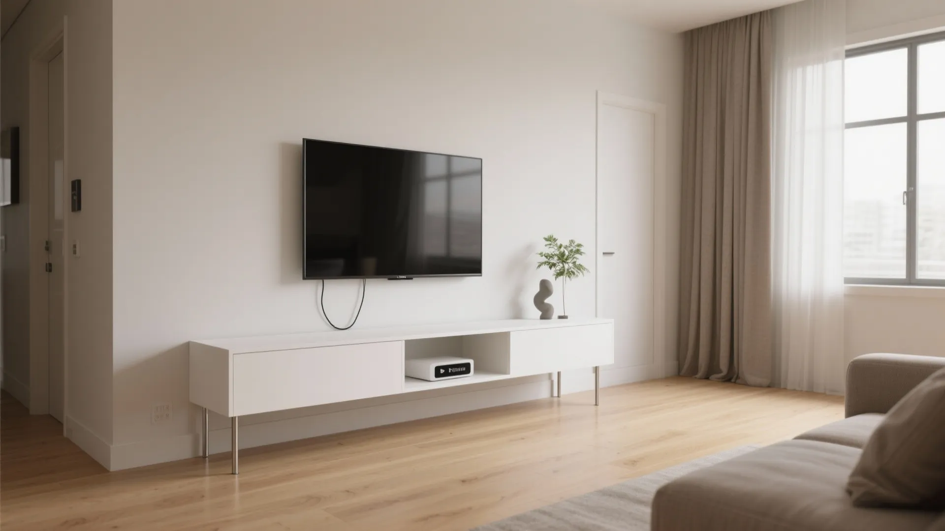 1) Minimal floating console with concealed wiring