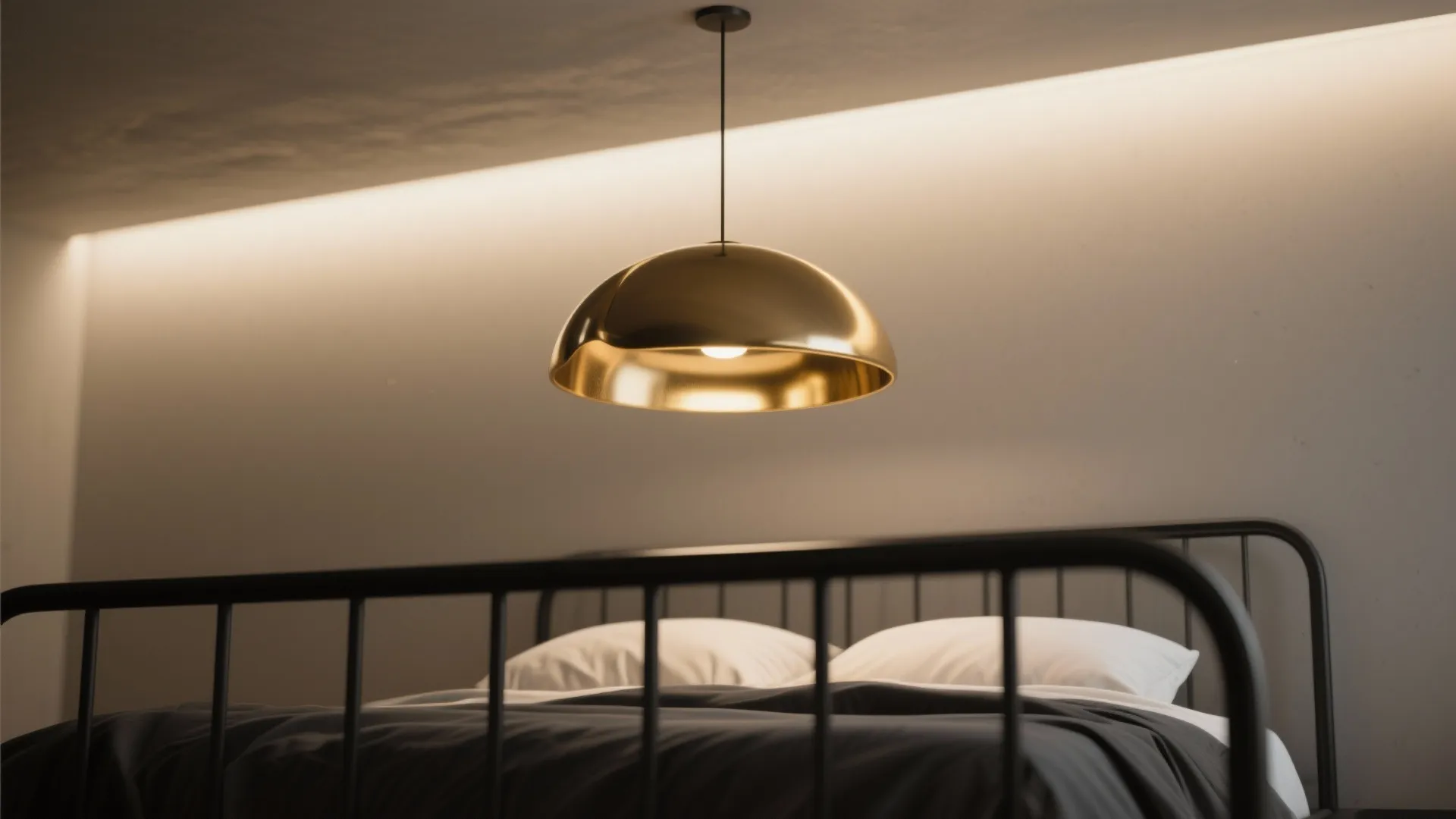 5. Minimal Black Frame + Gold Lighting Statements