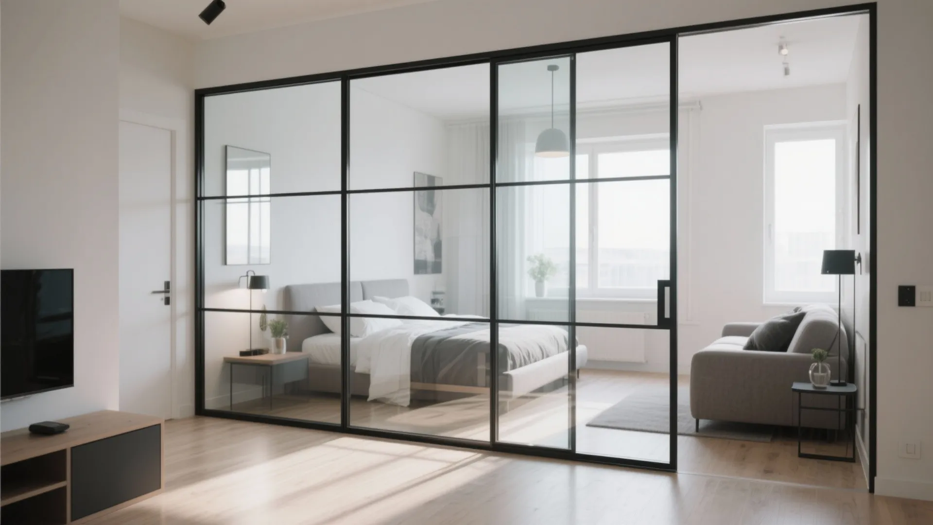 Minimal glass divider for openness