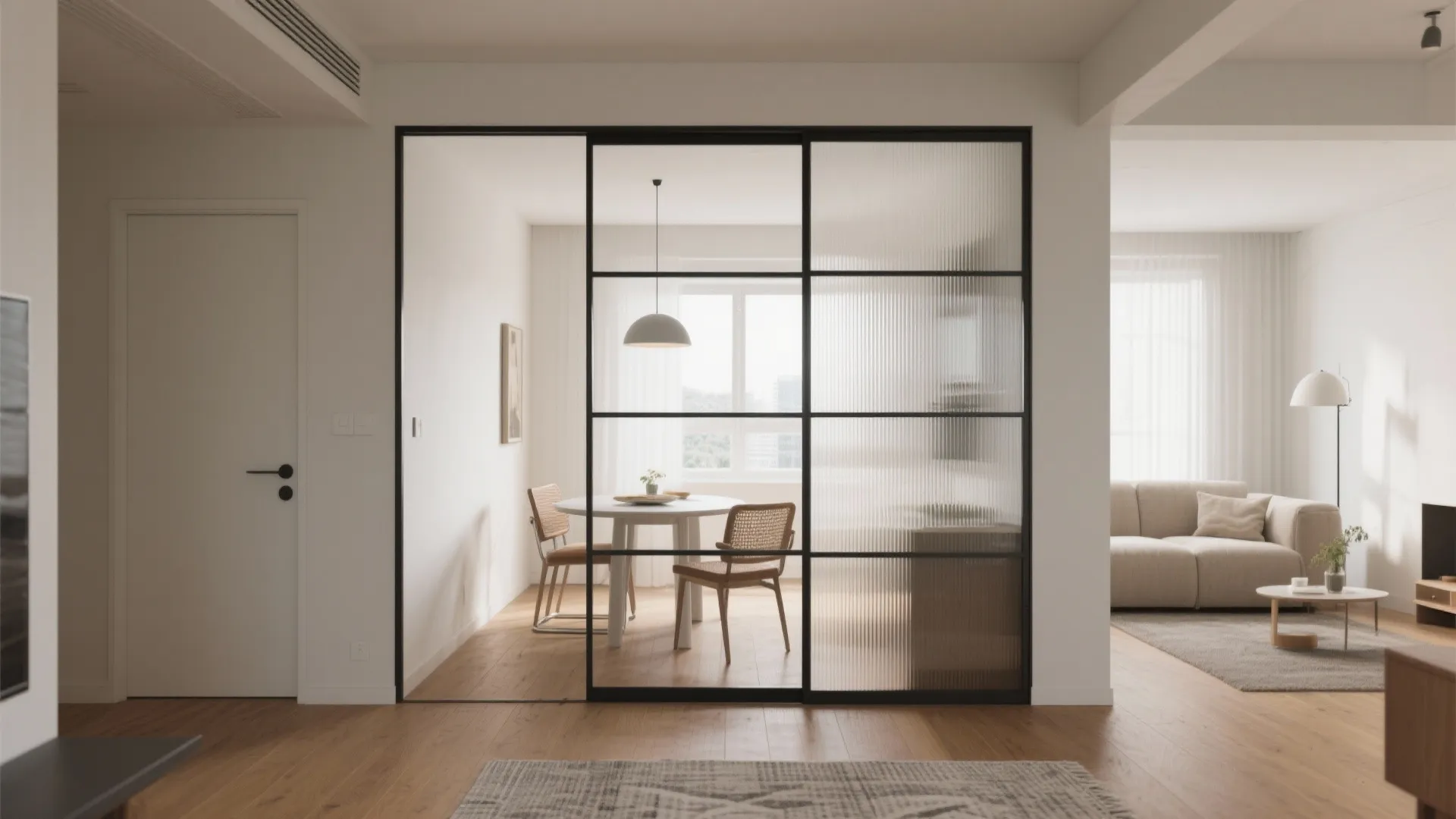 Framed Glass Partition with Minimal Mullions