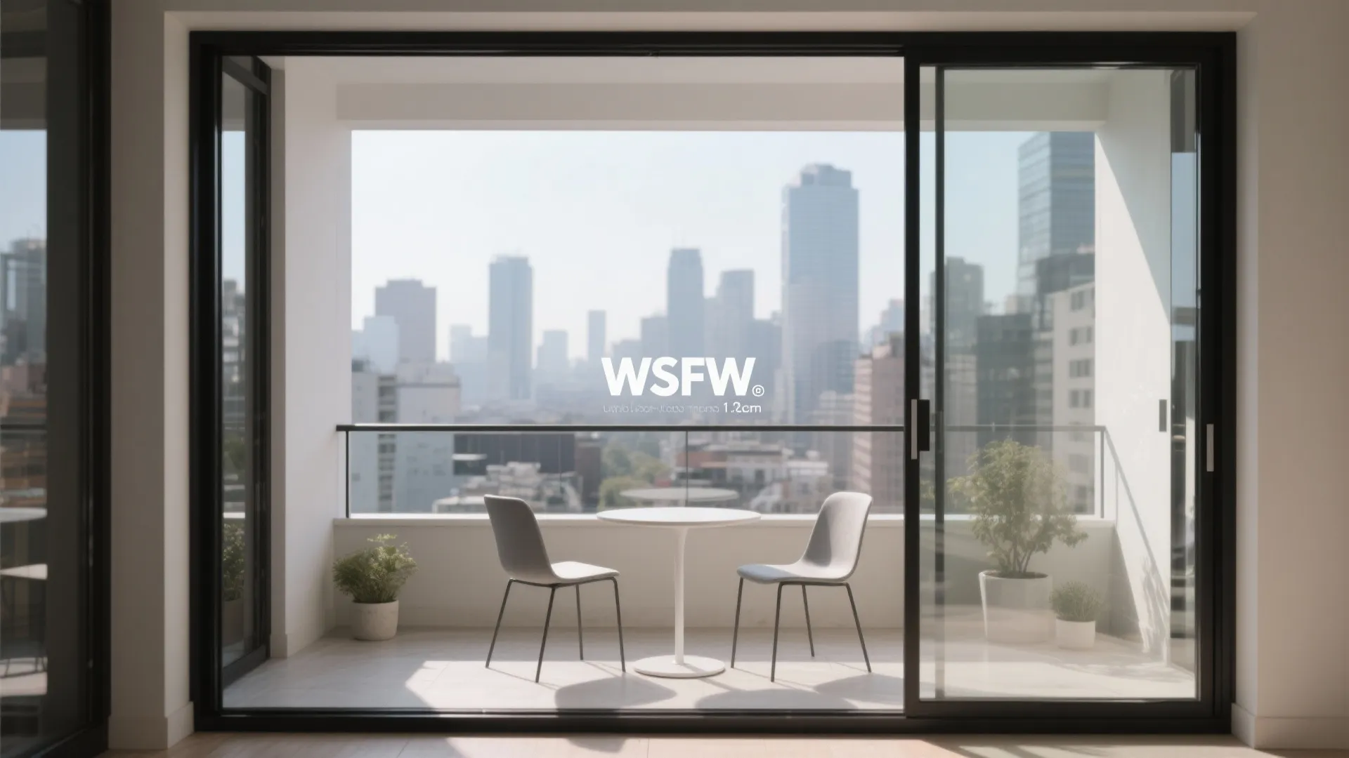 Minimal framed glass drop wall