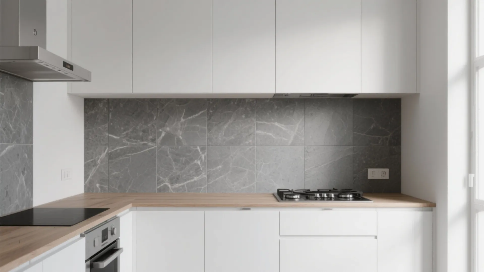 Minimalist granite wall tile patterns for tiny kitchens