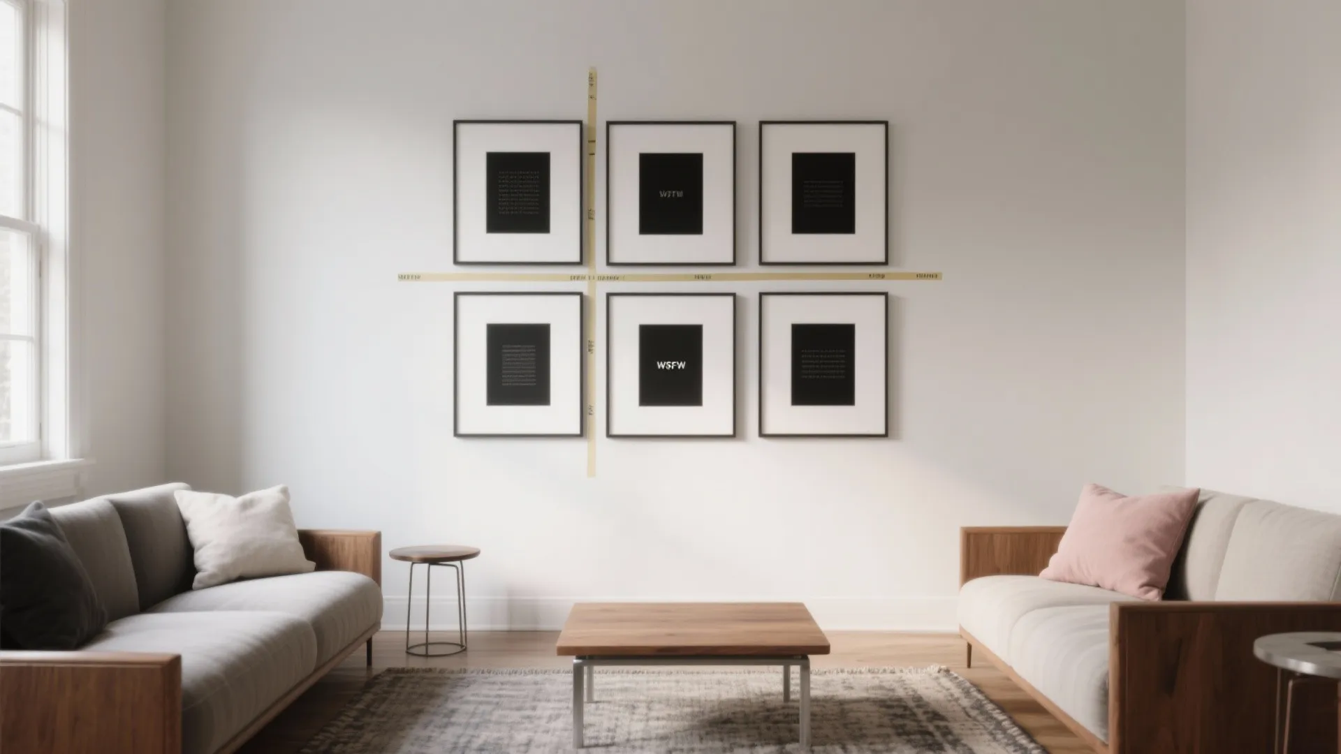 Minimal Grid Gallery for Calm in Tight Living Rooms