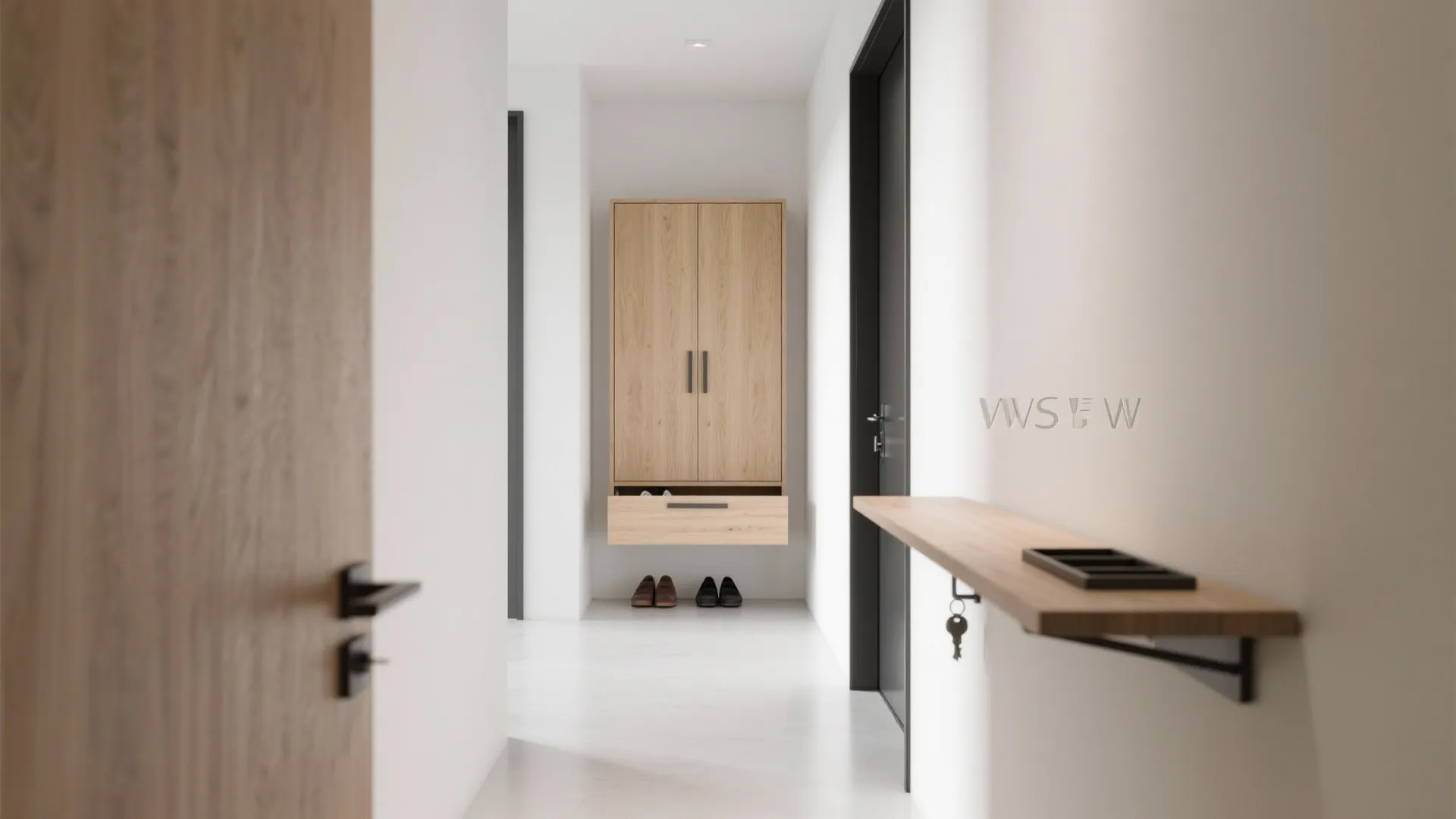 Minimalist hall storage that breathes