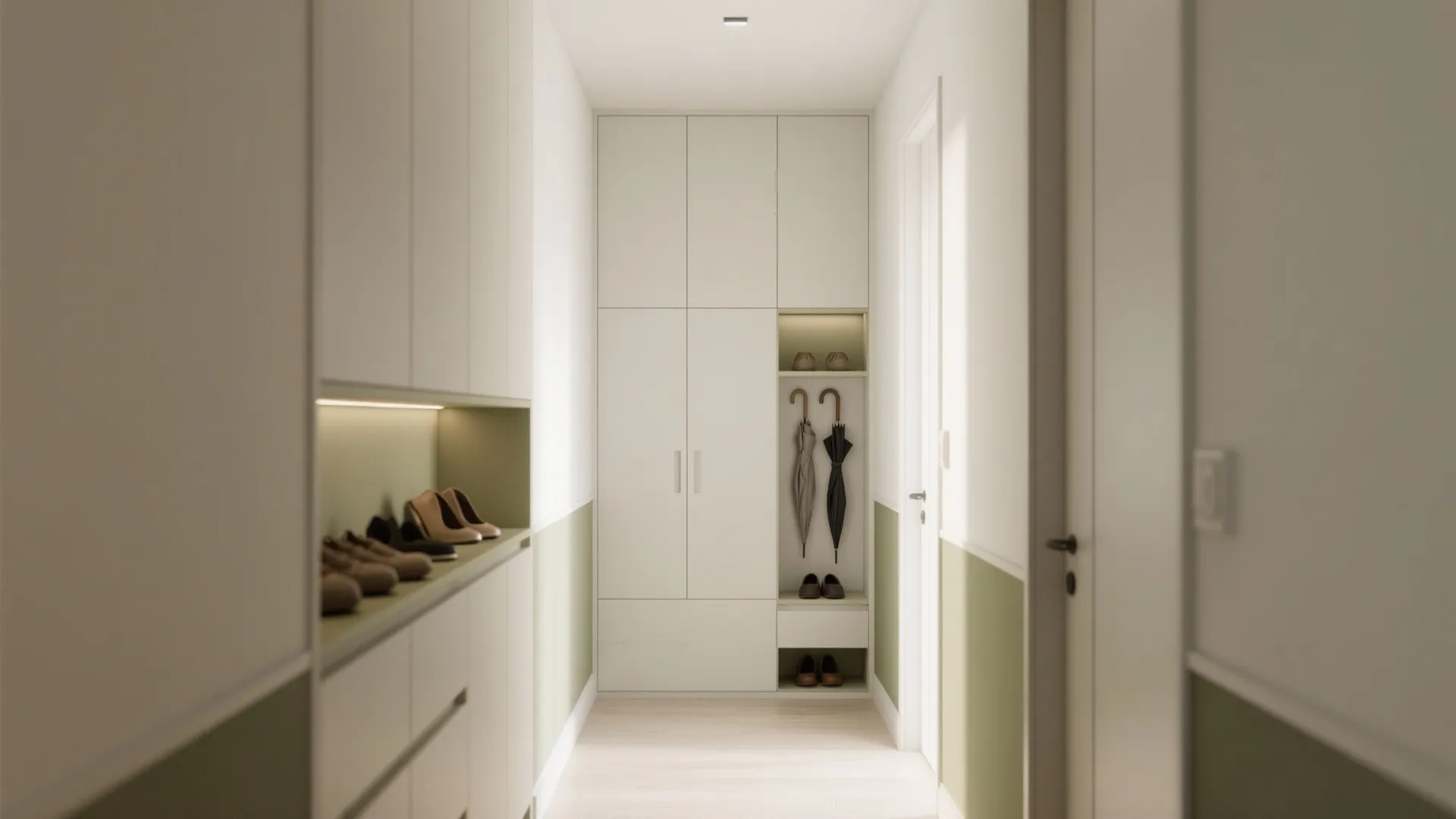 Minimalist hallway storage that blends in