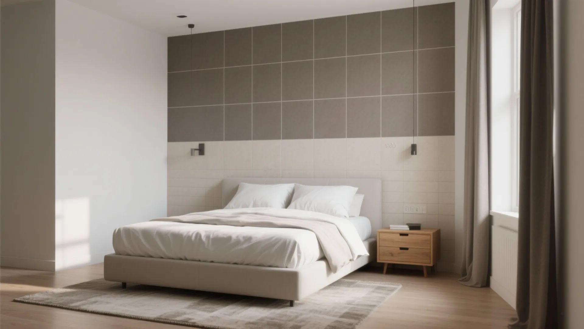 Minimalist Tiled Headboard Wall