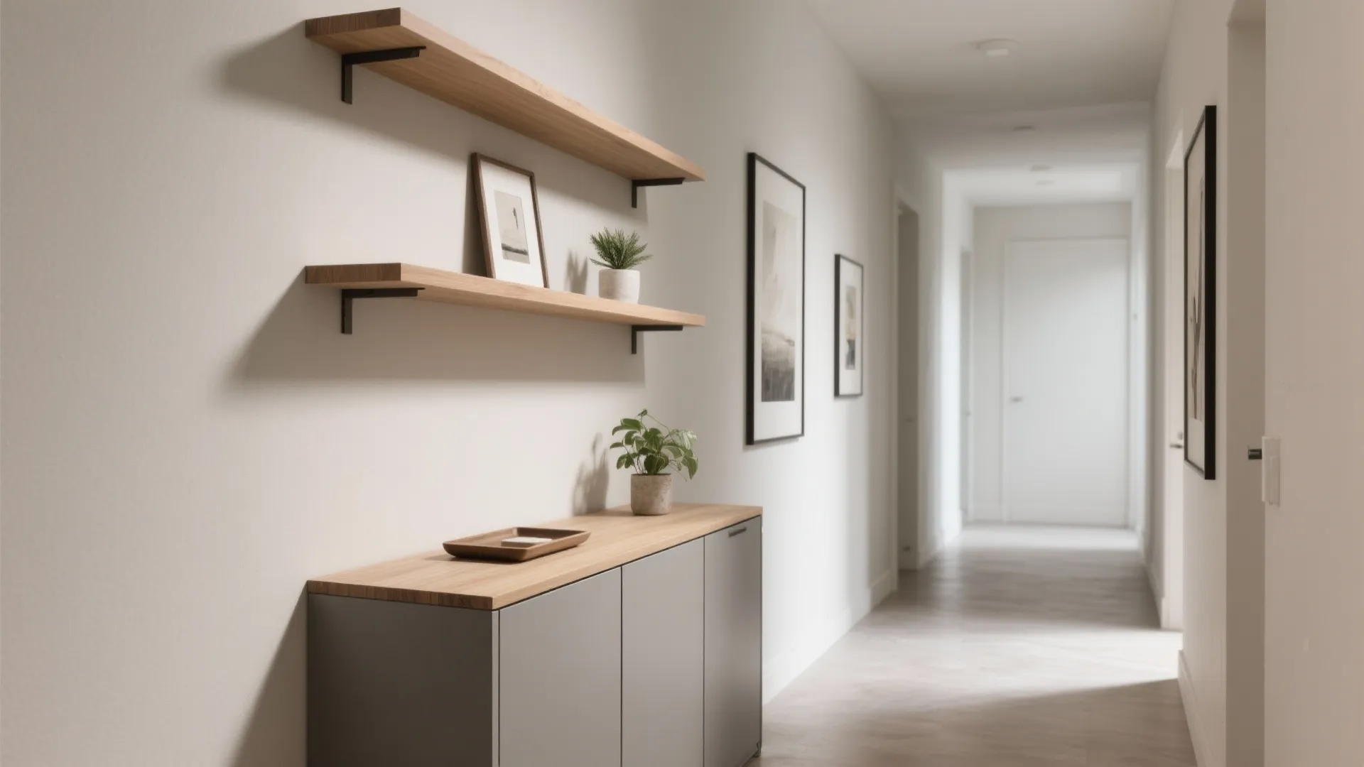 [Section: Inspiration List] Minimalist Hall Shelving with Hidden Capacity