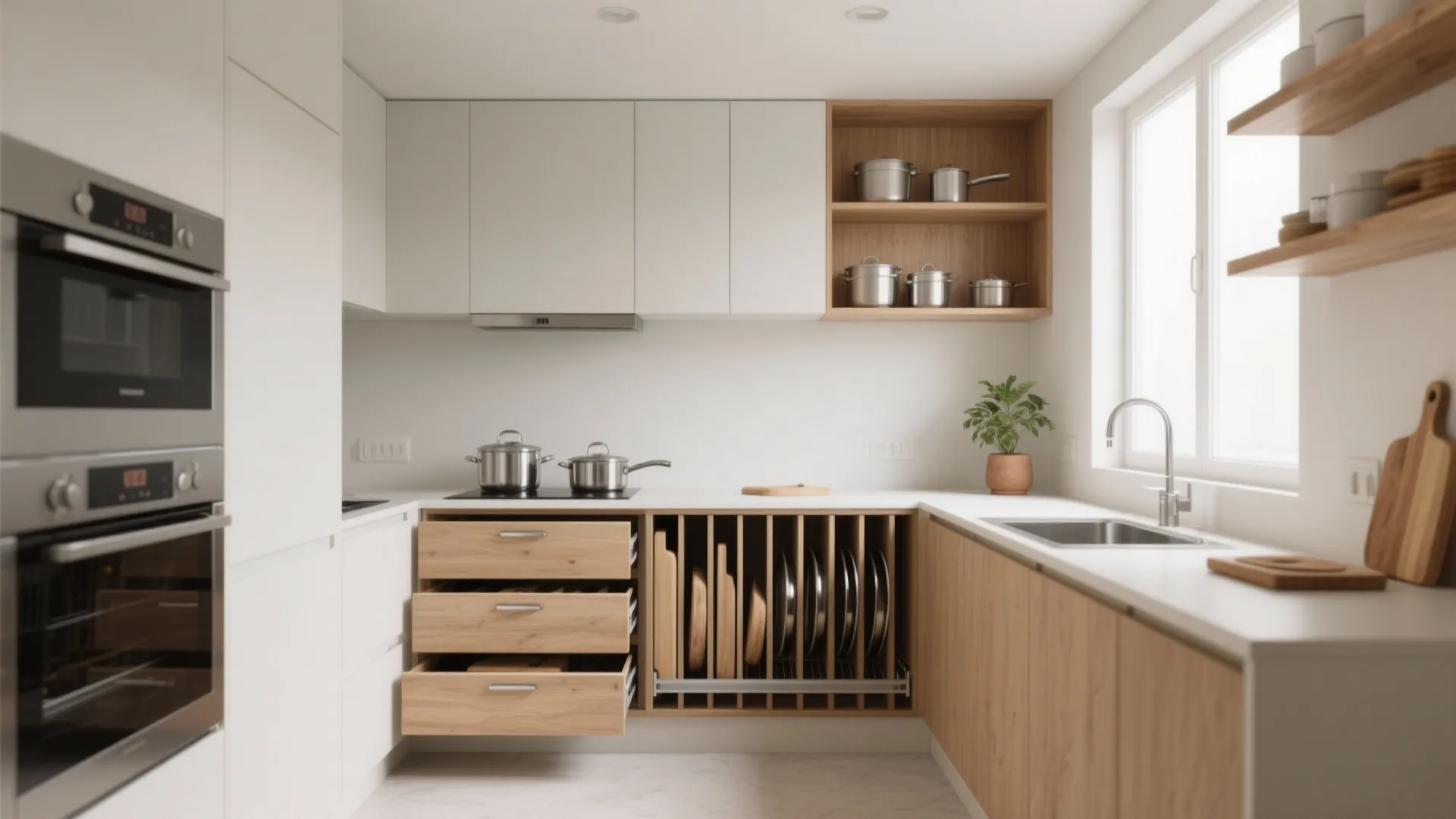 2. Minimalist Kitchen Storage Design