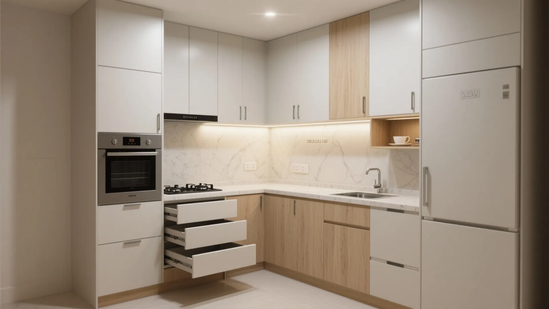 Minimalist kitchen storage that actually works in a 1 BHK