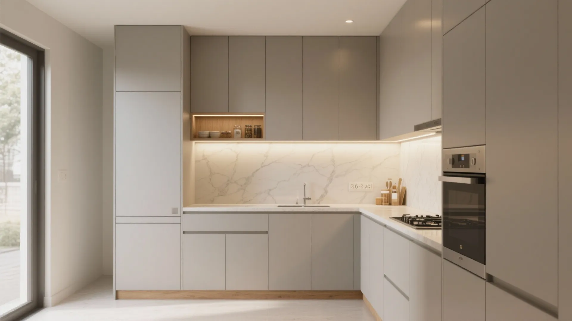 Minimalist kitchen storage with smart lines