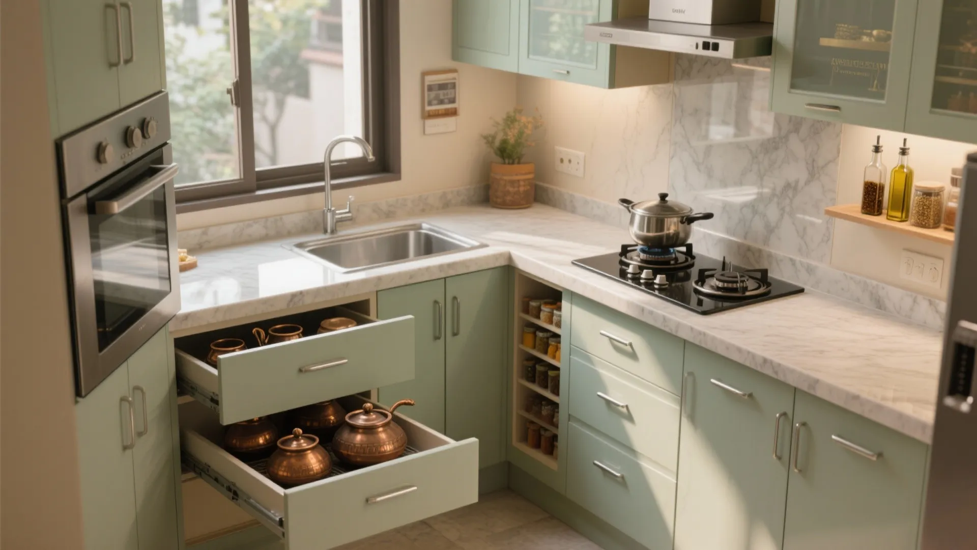 Minimalist kitchen storage that actually fits Indian cooking