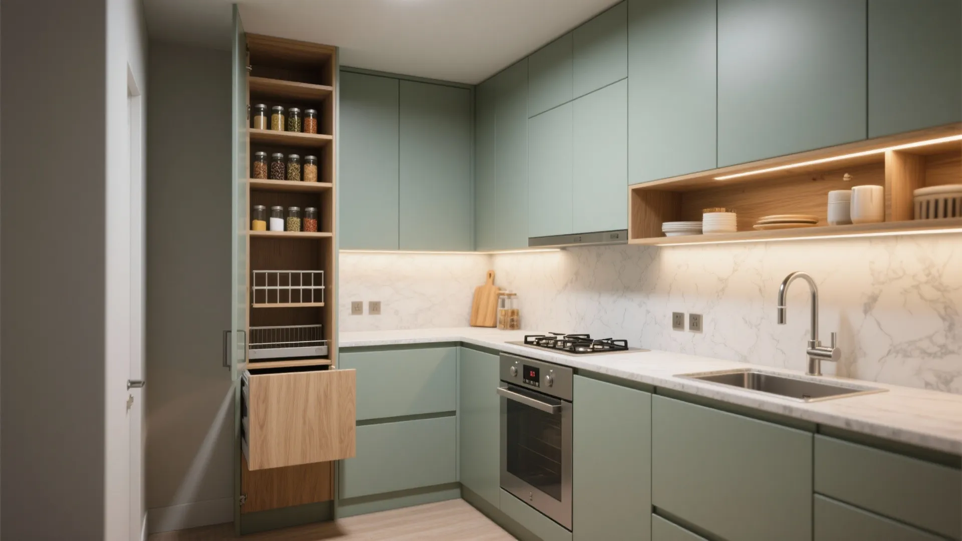 Minimal kitchen storage that actually works