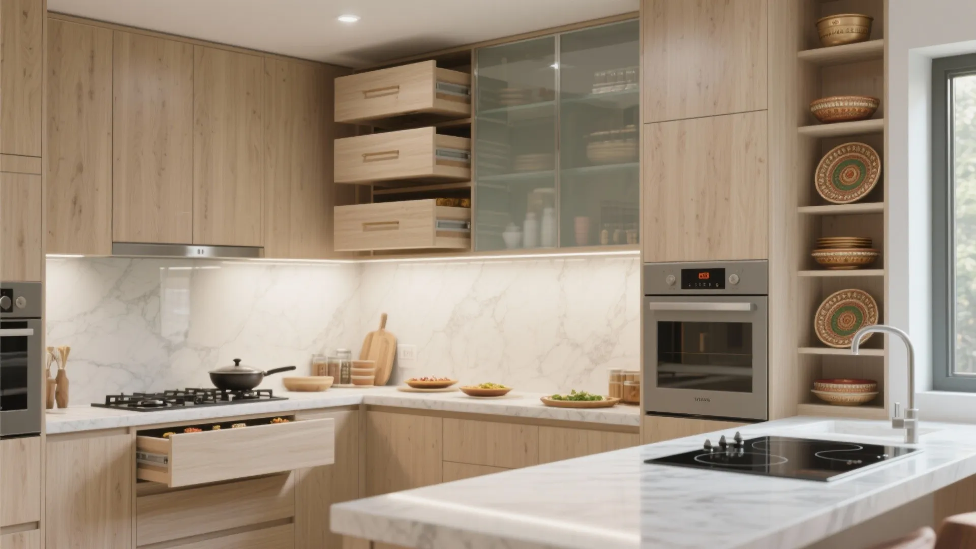 Minimalist kitchen storage that respects Indian cooking