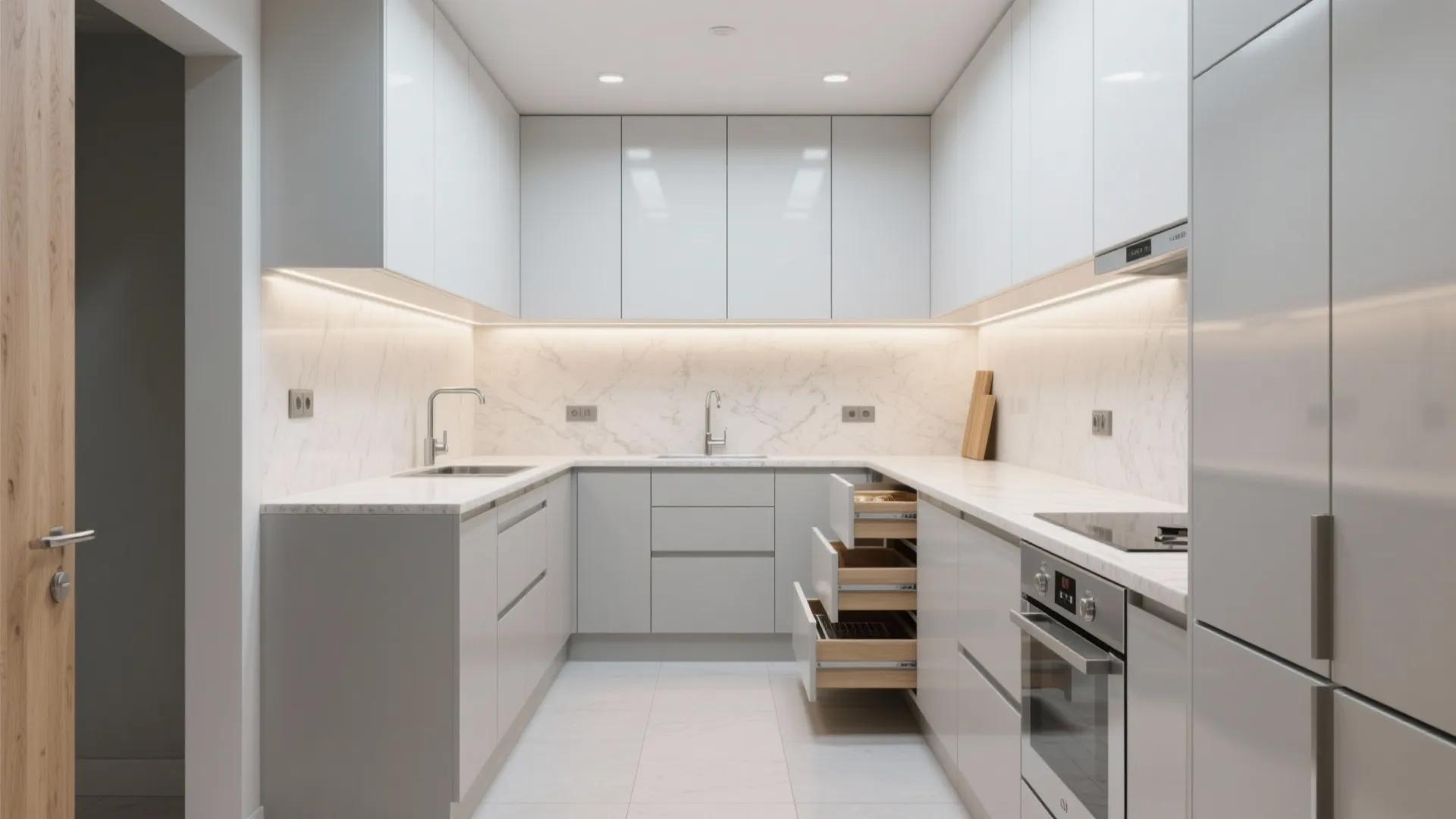 Minimalist kitchen storage that works under pressure