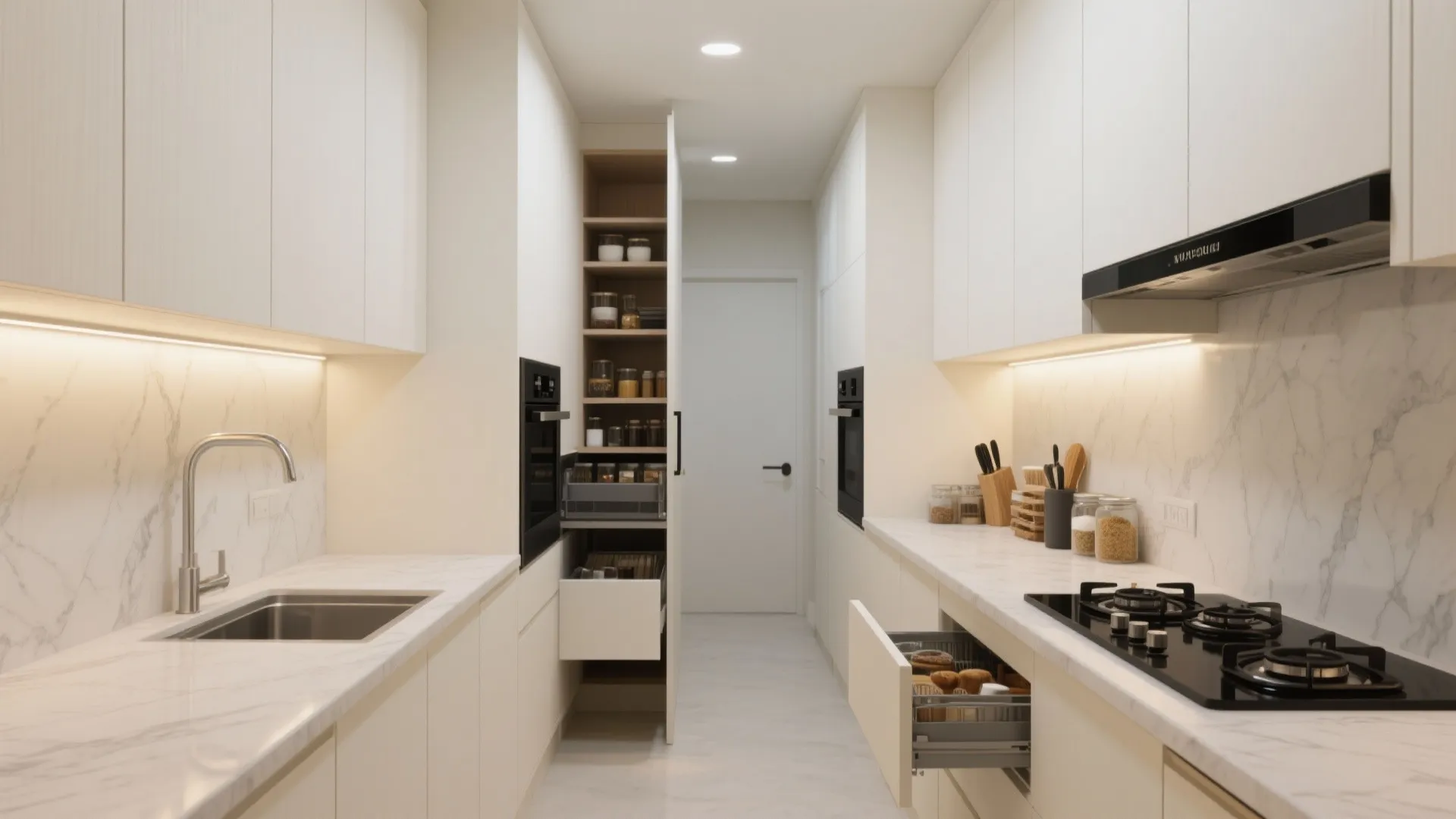 Minimalist Kitchen Storage in a Kolkata 3 BHK