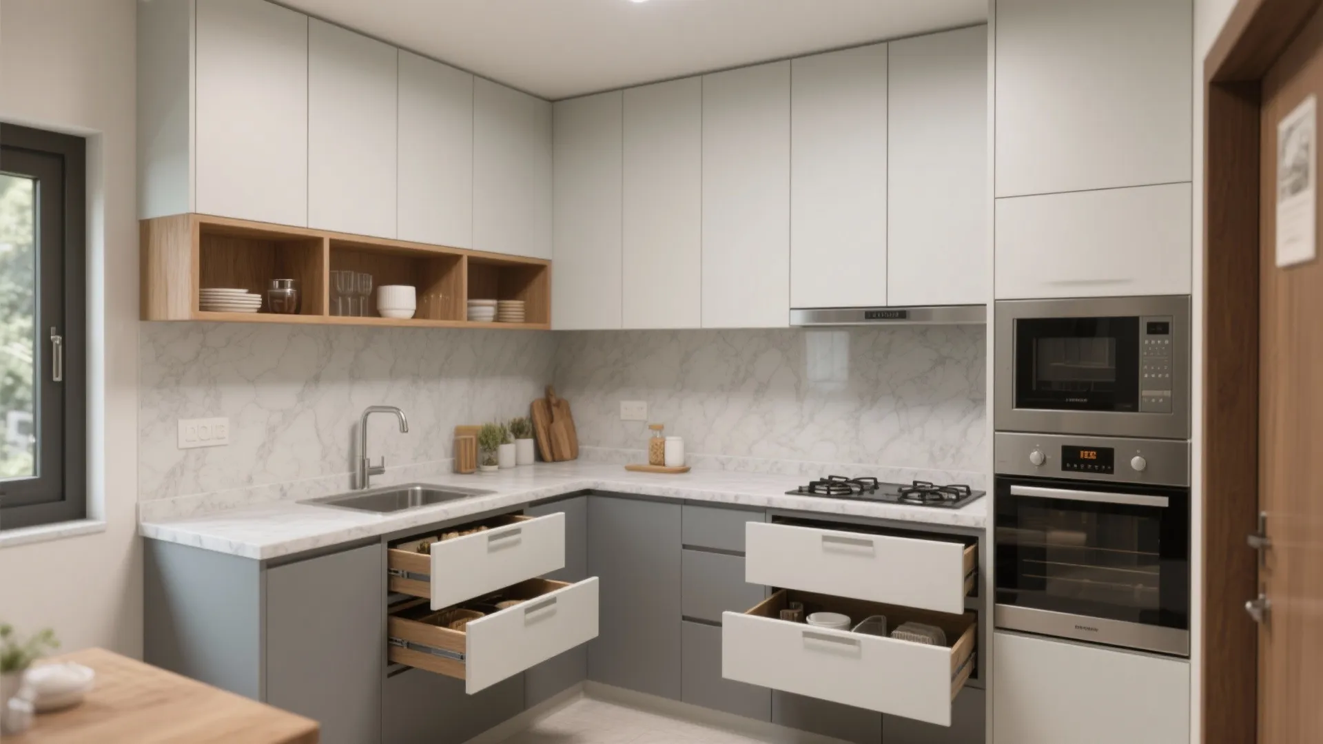 Minimalist kitchen storage for compact 3 BHKs