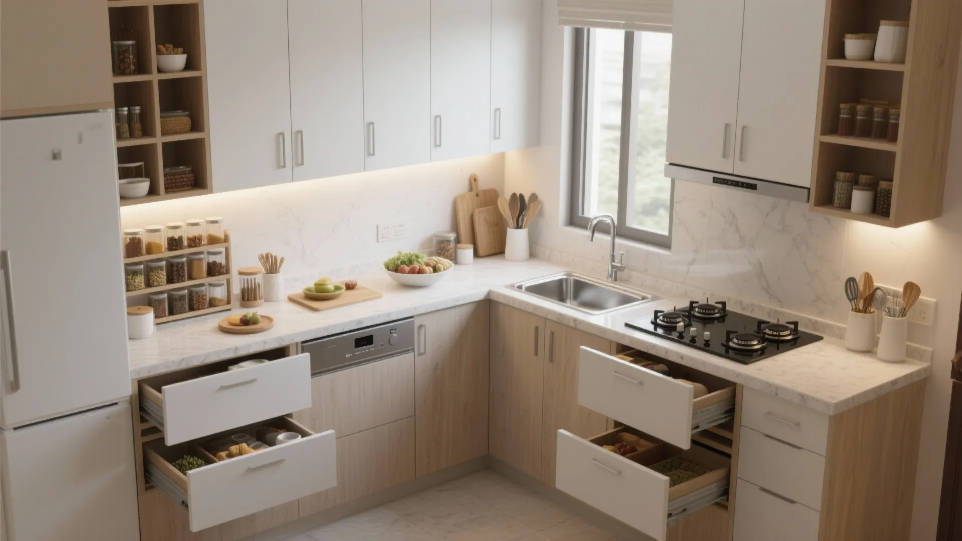 Minimalist Kitchen Storage for 3 BHKs