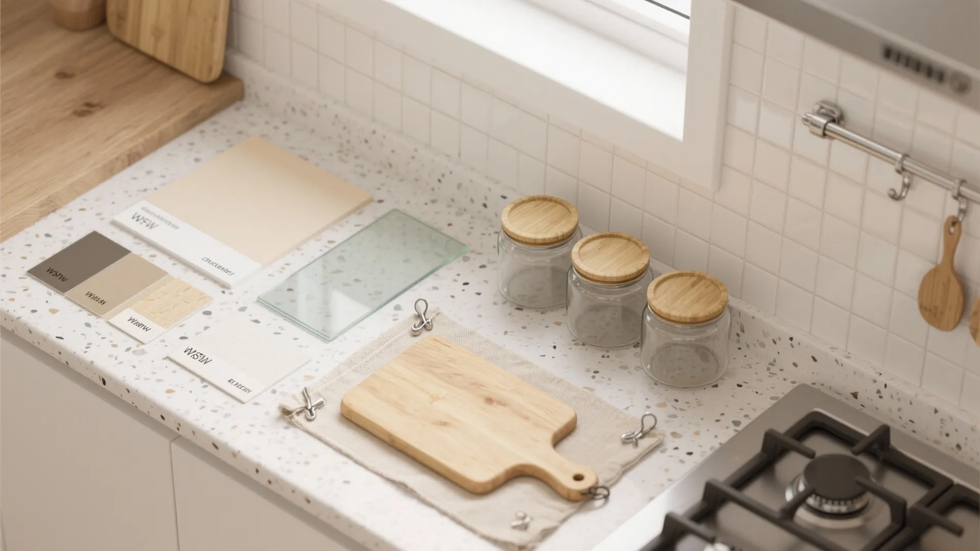 Minimalist kitchen storage flow