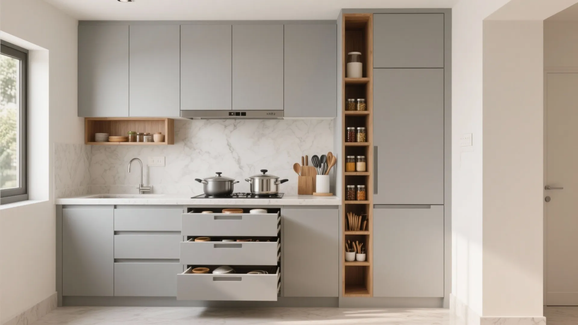 Minimalist kitchen storage done right