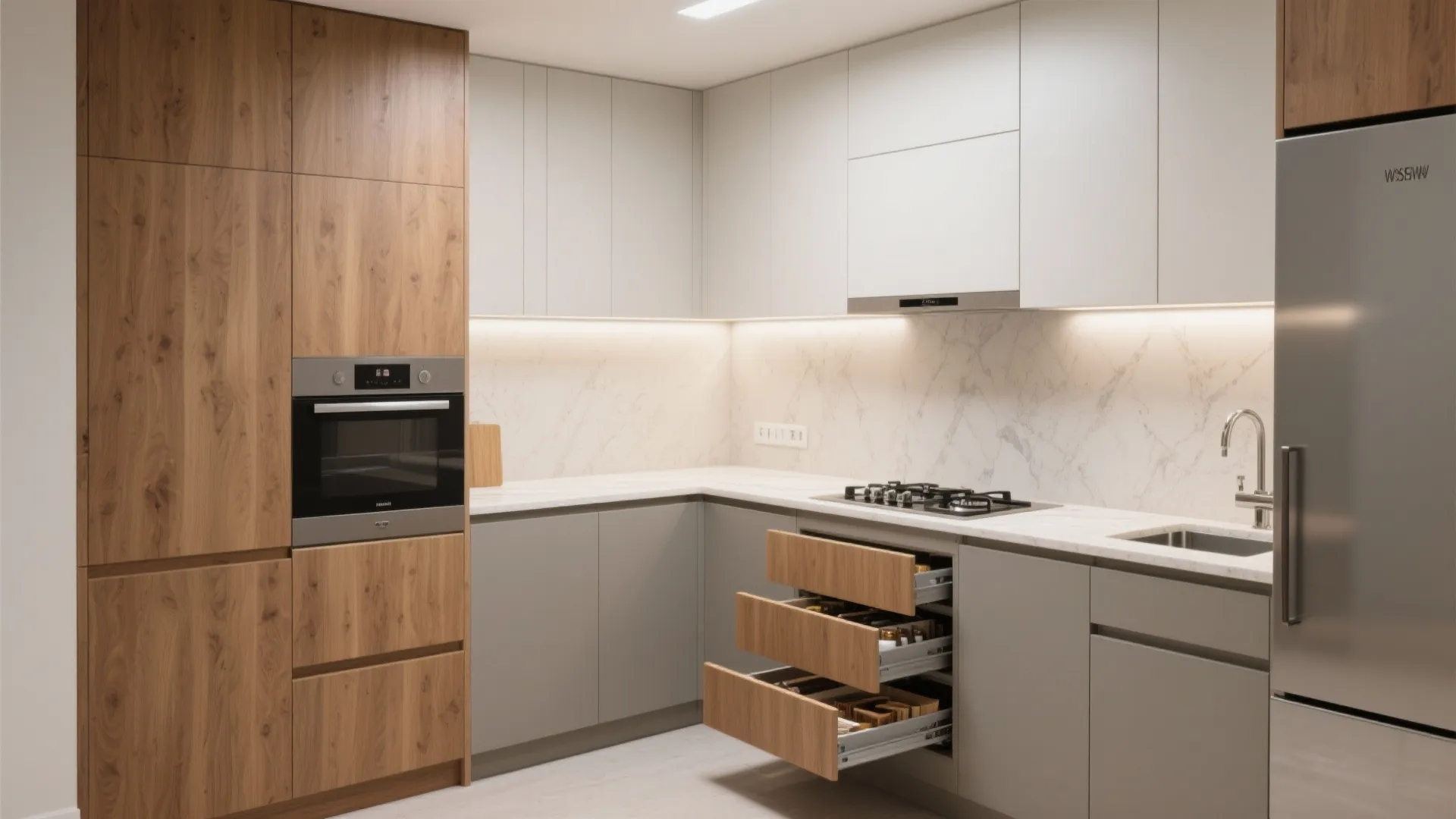 Minimal kitchen storage that actually functions