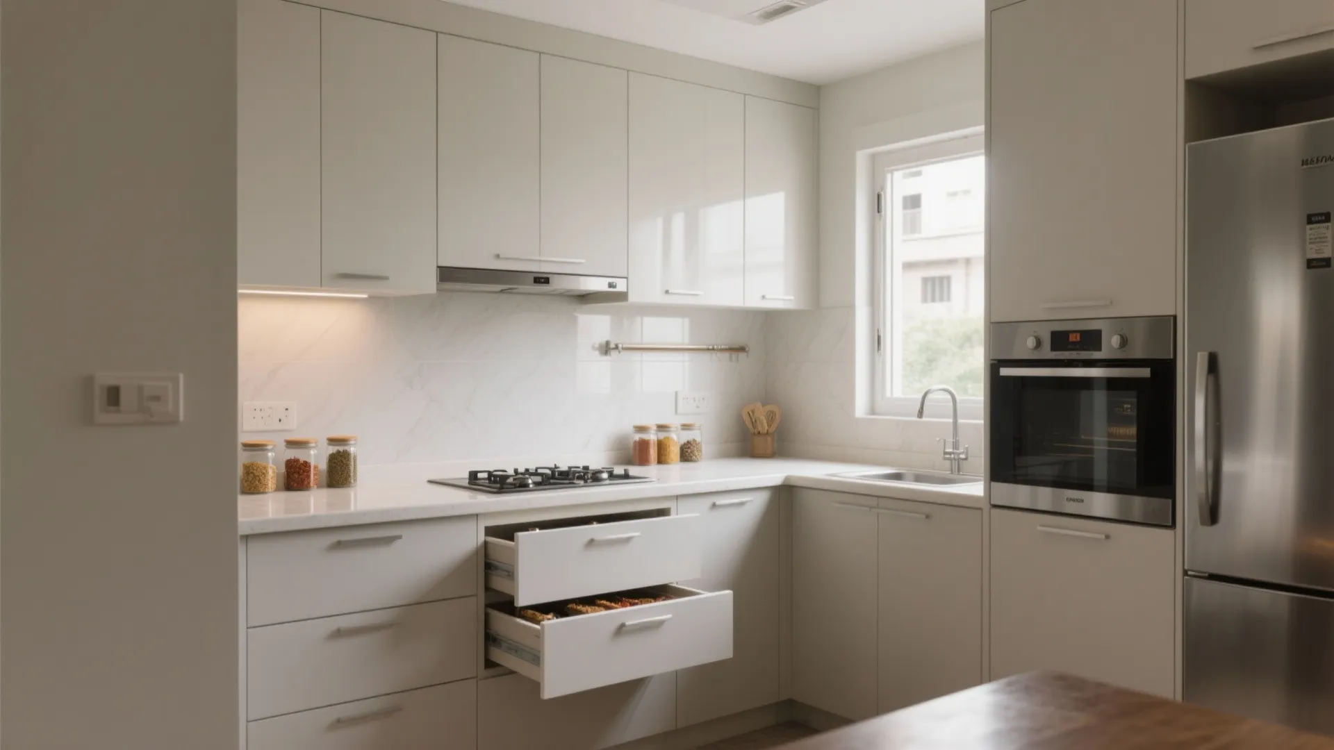 Minimalist kitchen storage for visual calm