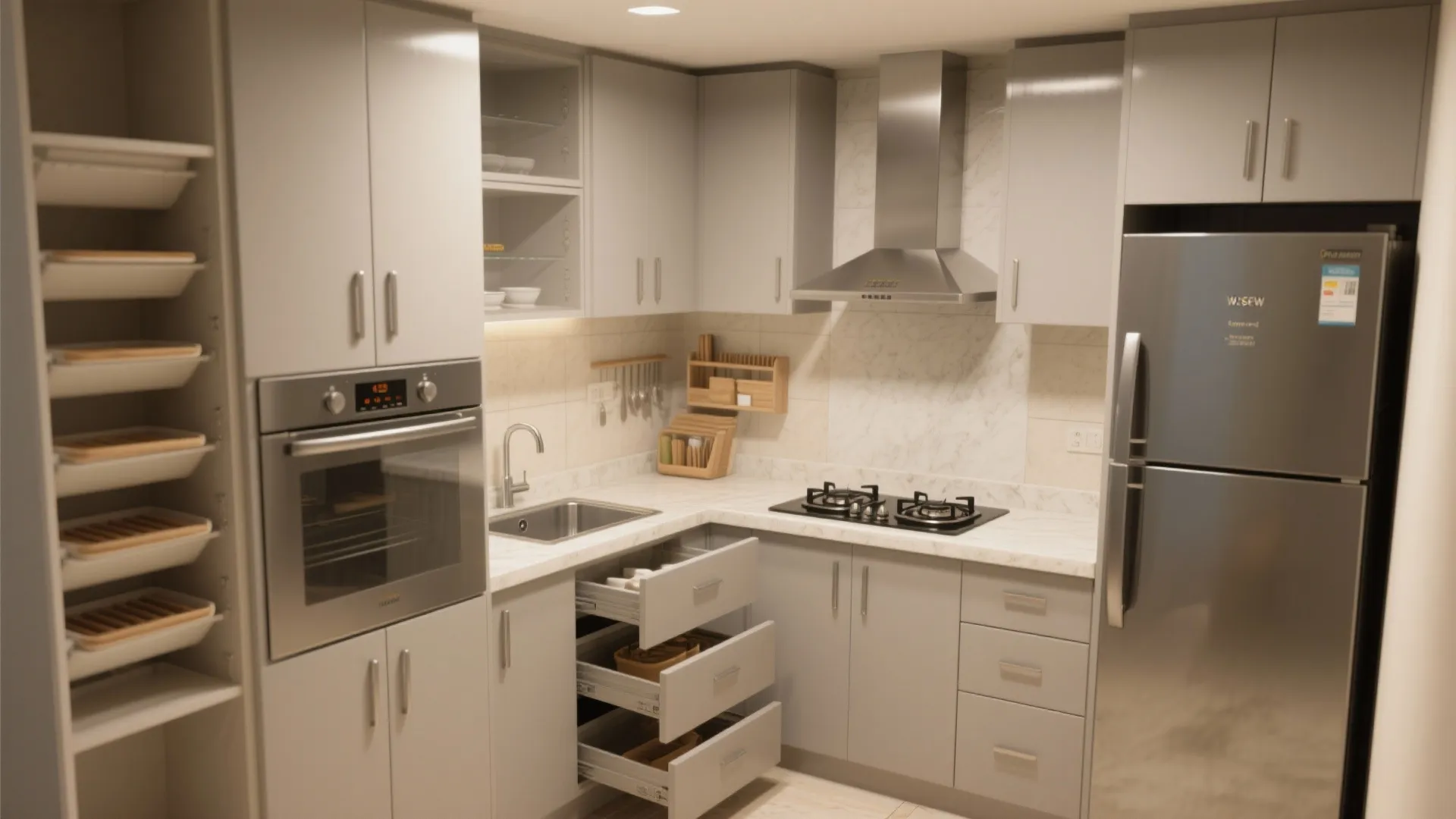 Minimalist Storage for the 3 BHK Kitchen