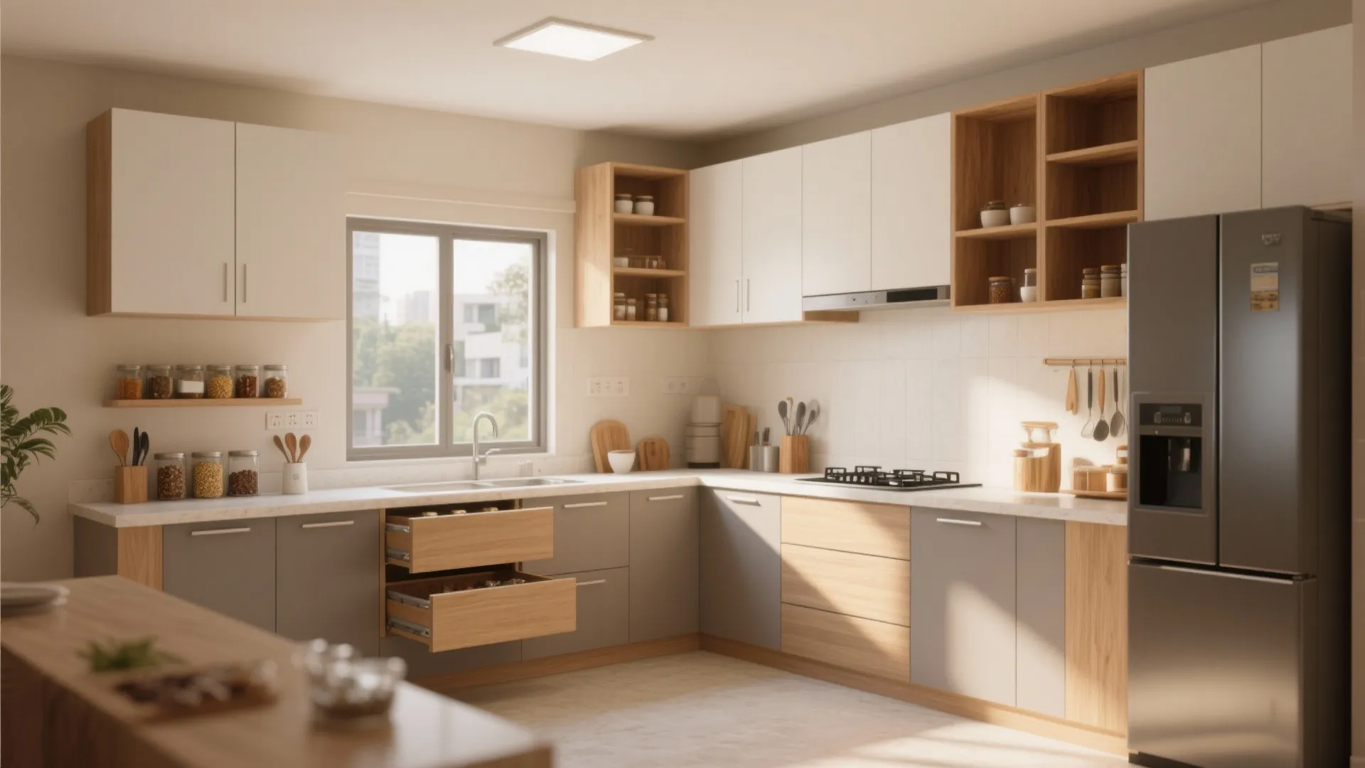 Minimalist kitchen storage that breathes