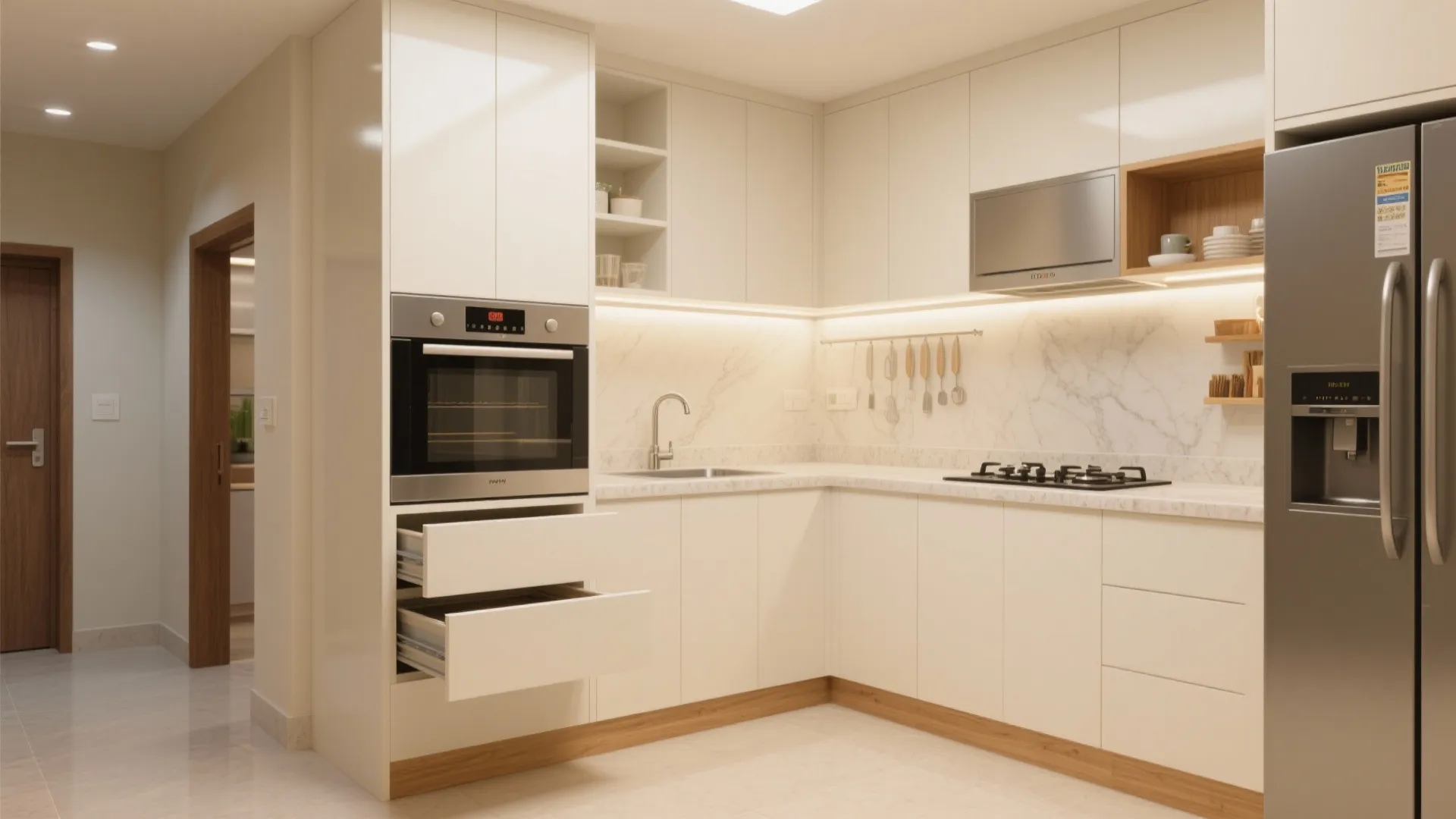 Minimalist kitchen storage for small 3 BHKs