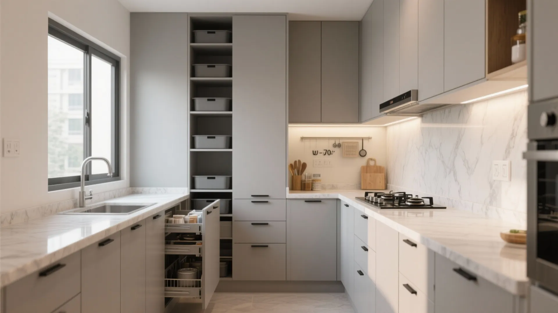 Minimalist kitchen storage for small footprints