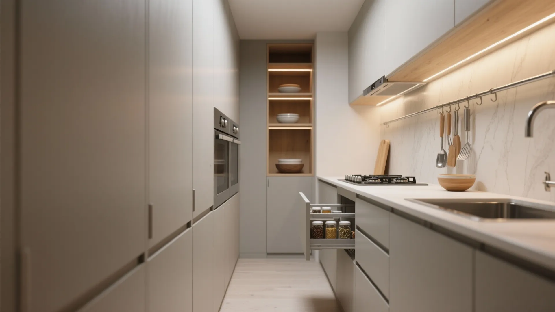 Minimalist kitchen storage for tiny footprints