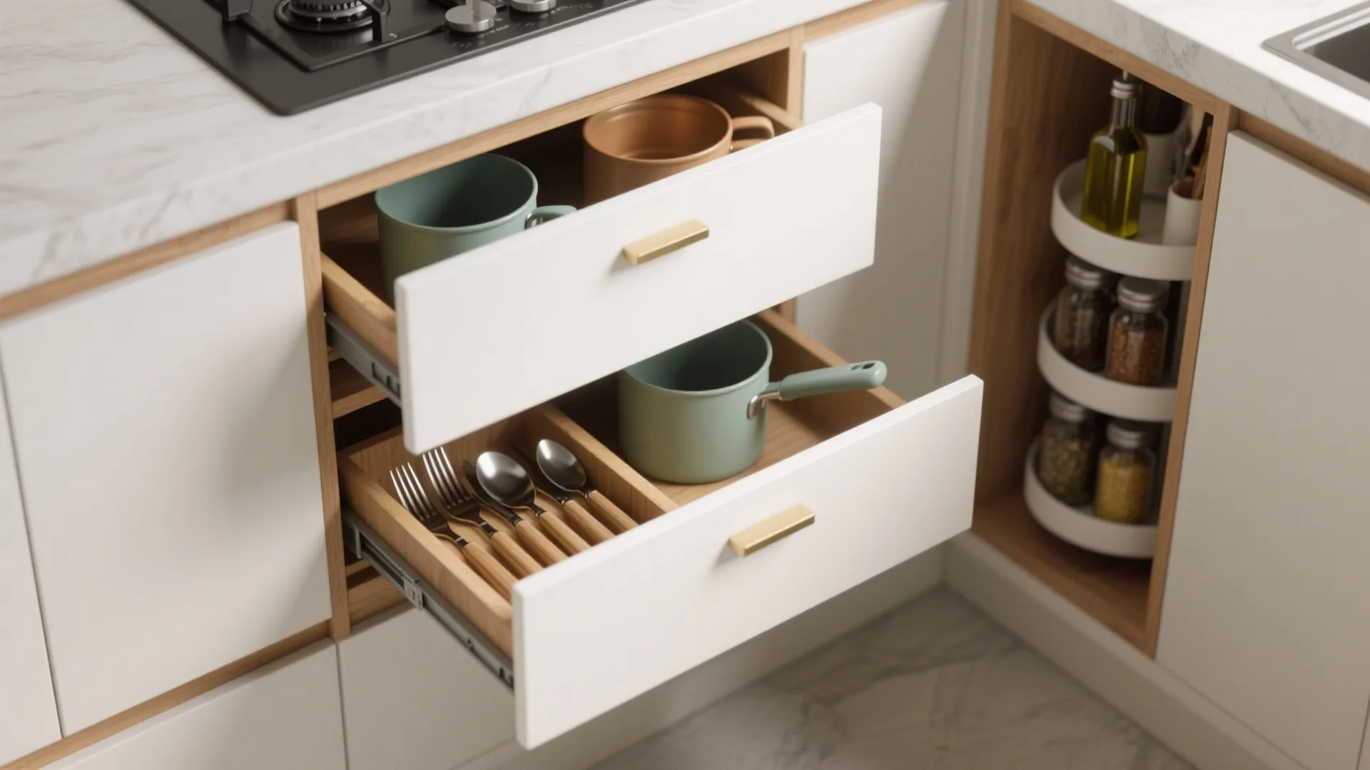 Minimalist kitchen storage that hides the mess