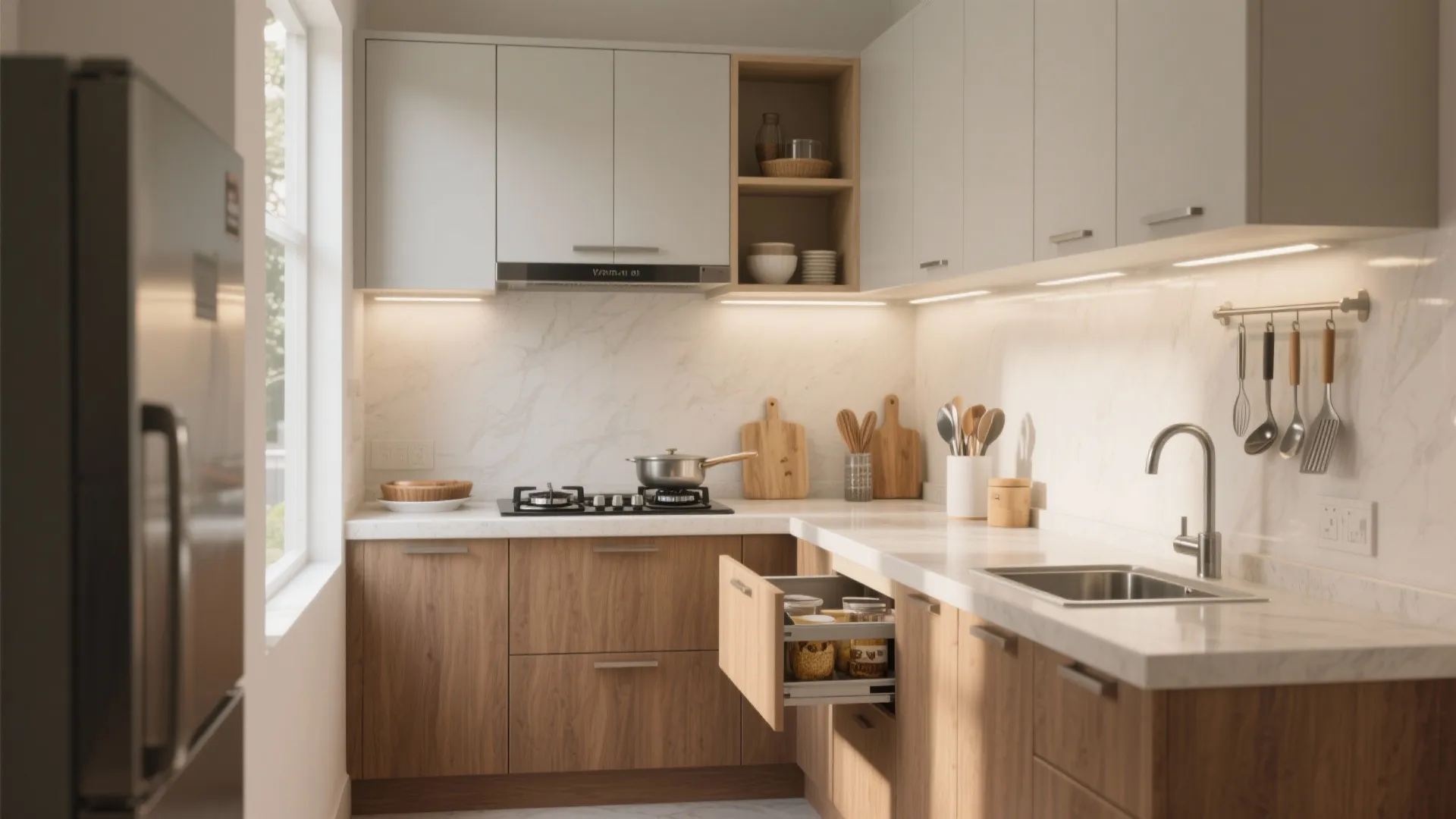 Minimalist kitchen storage that fits Mumbai life