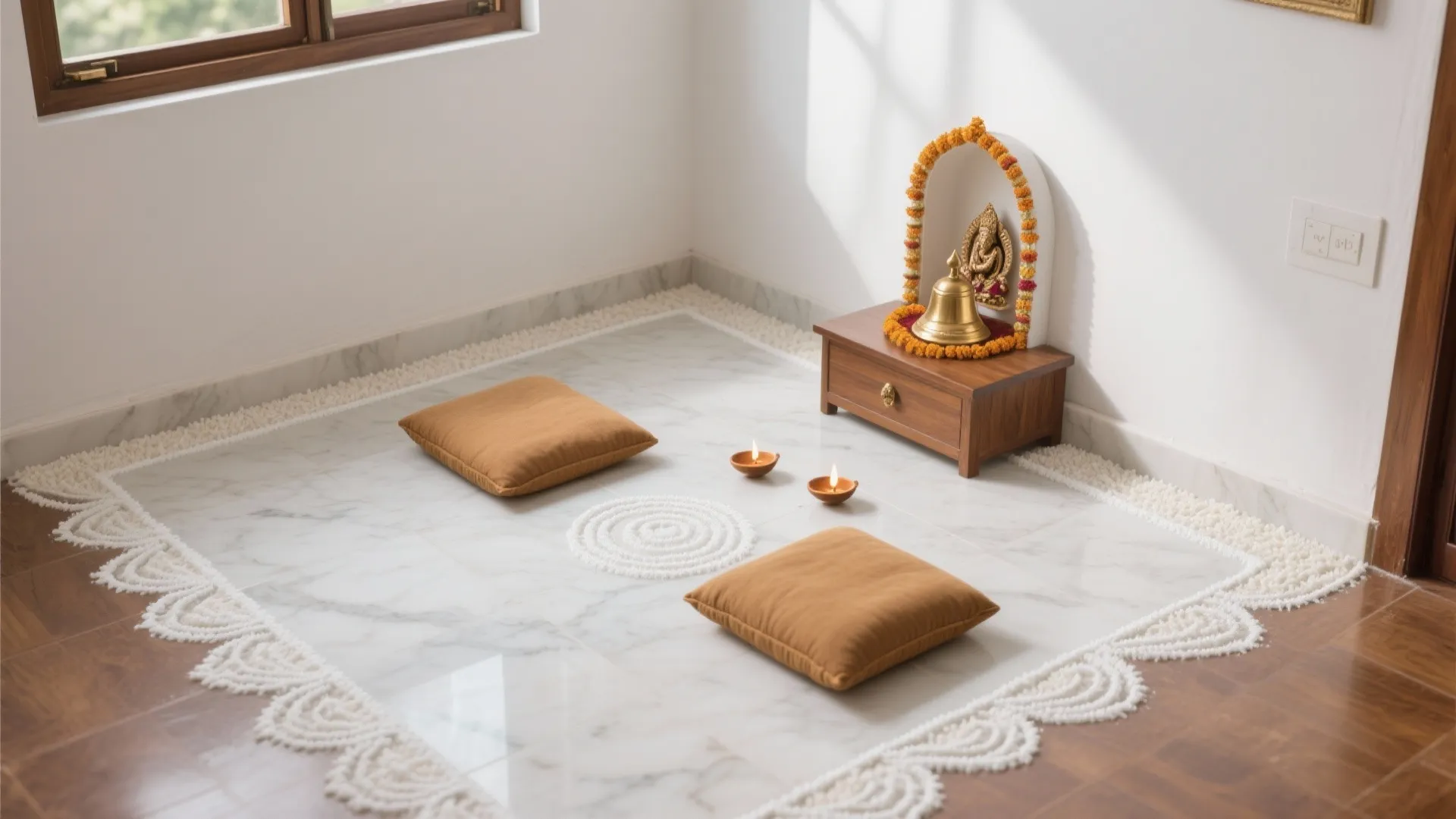 Minimalist Kolam Border for Tight Corners