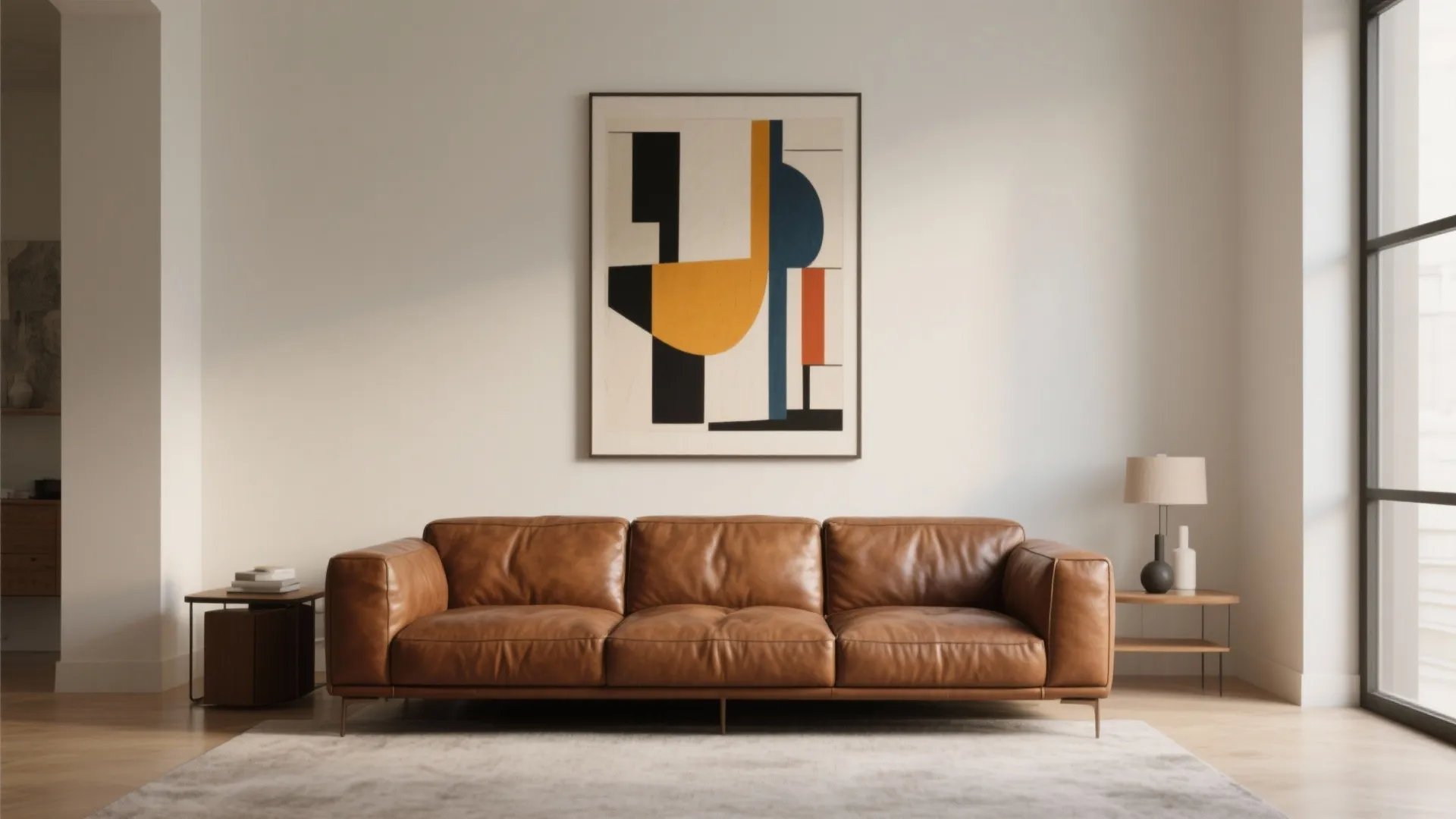 1. Minimalist Leather Sofa Styling