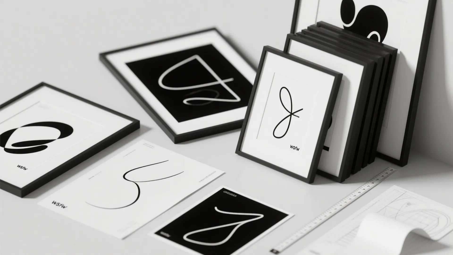 3. Minimal Line Art in Black Frames