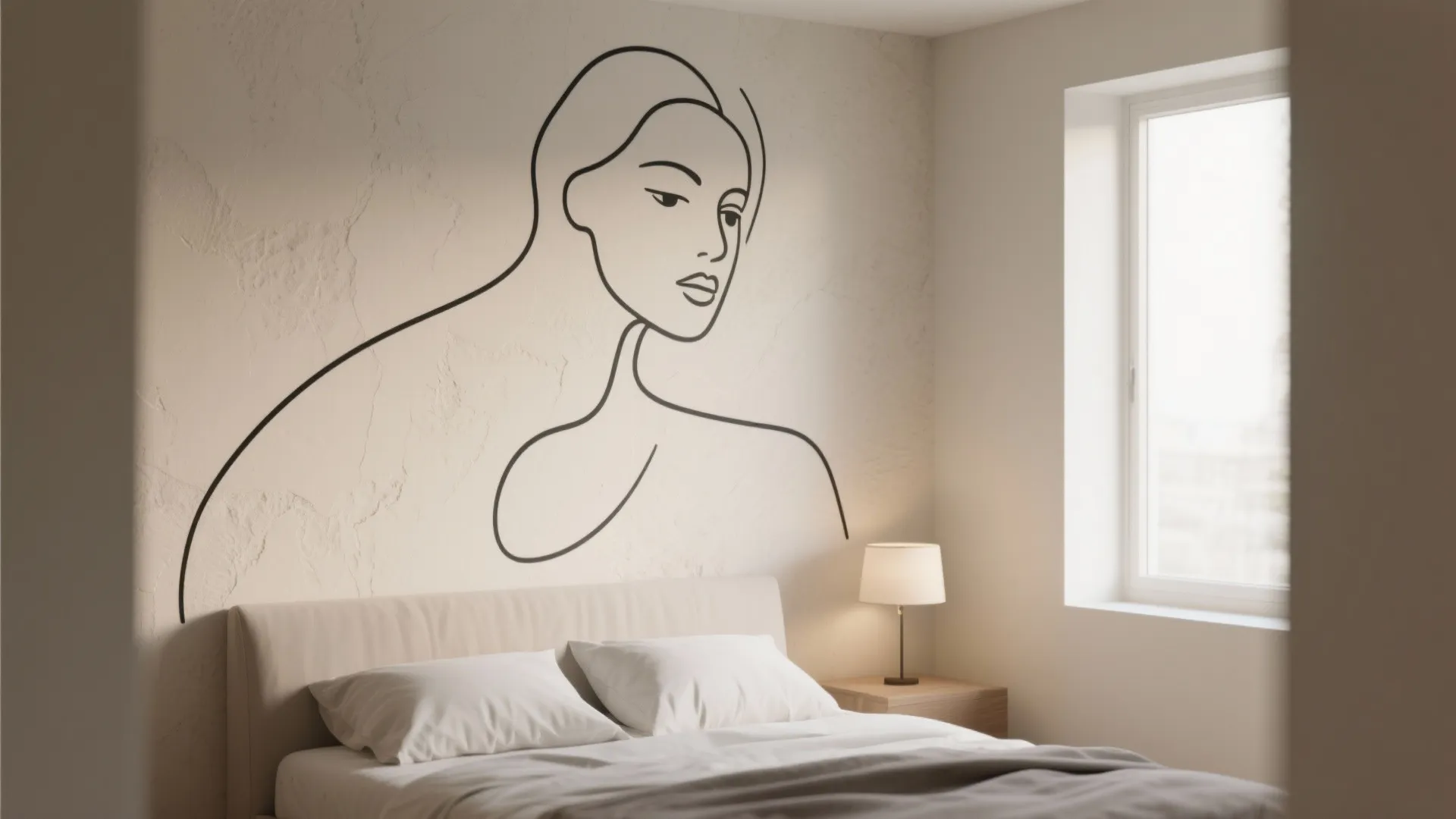 1. Minimal Line Art Mural