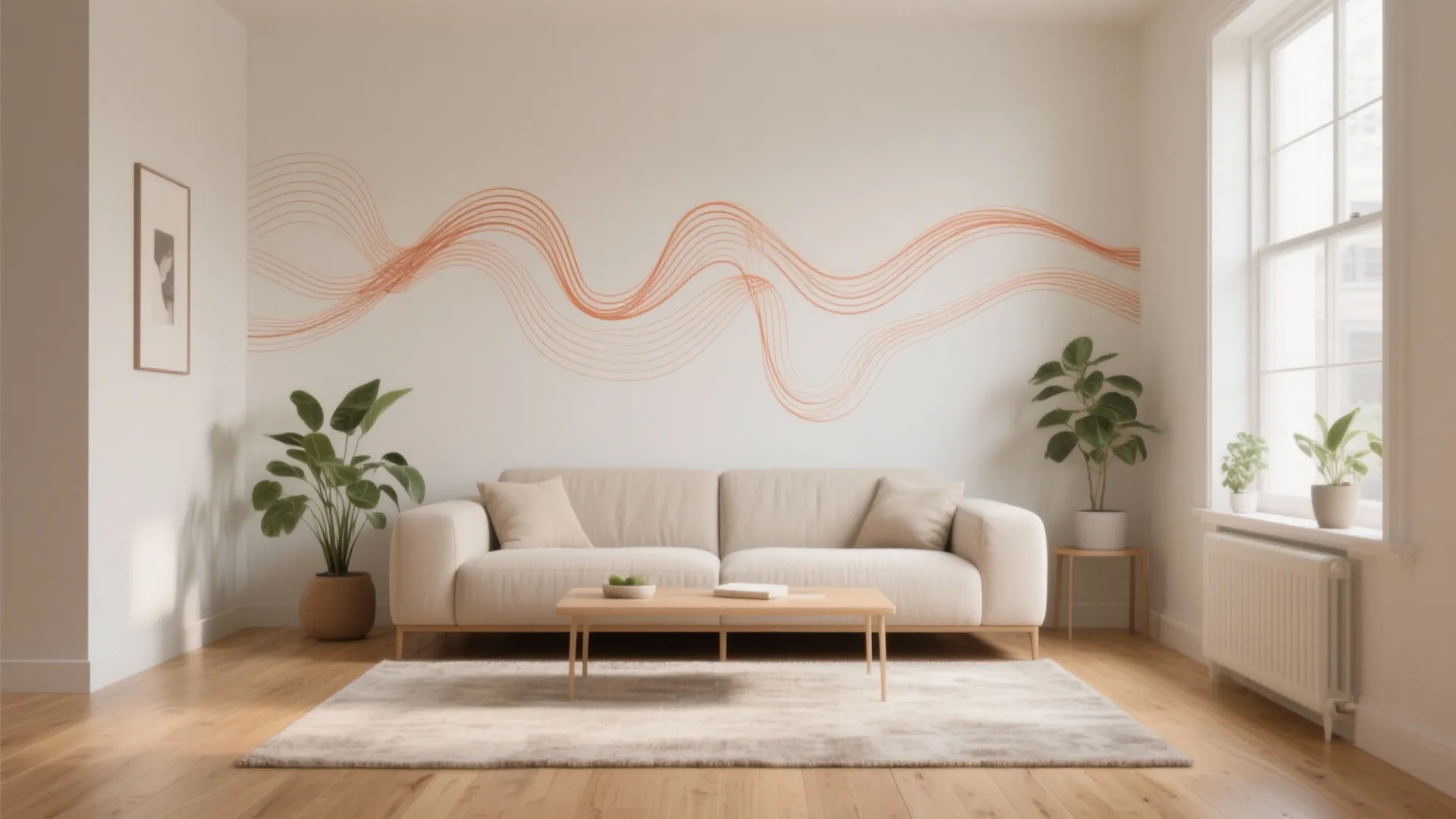 1) Minimalist Line Art Murals for Small Living Rooms