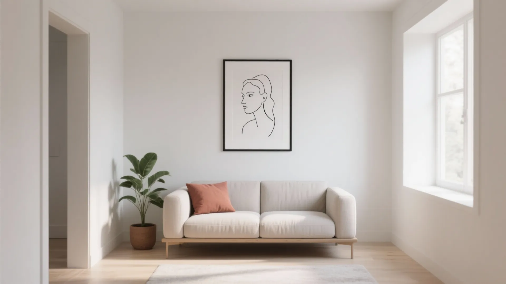 5. Minimal Line Art to Keep the Room Airy