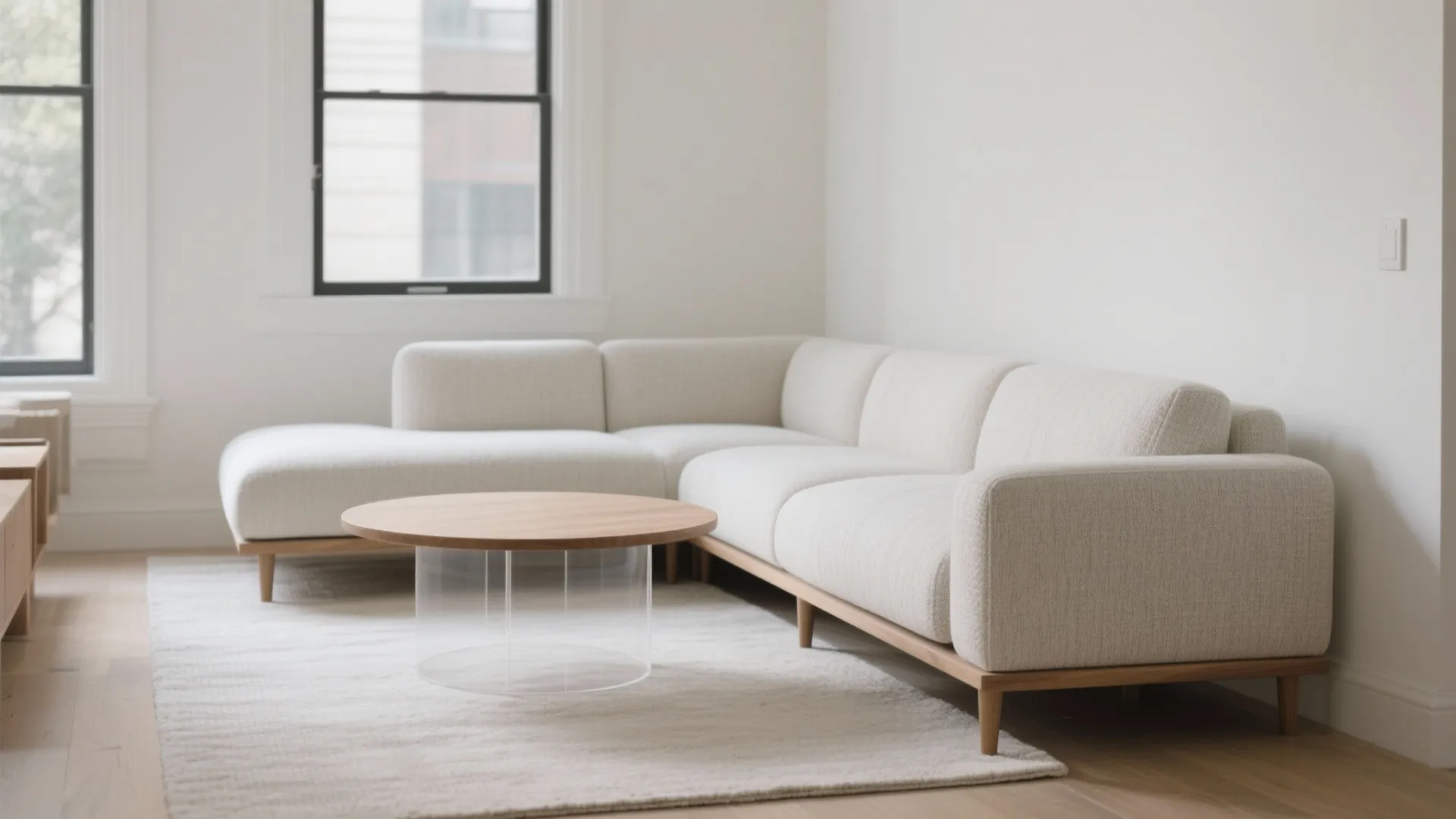 Minimal L-shaped sectional for airy living rooms