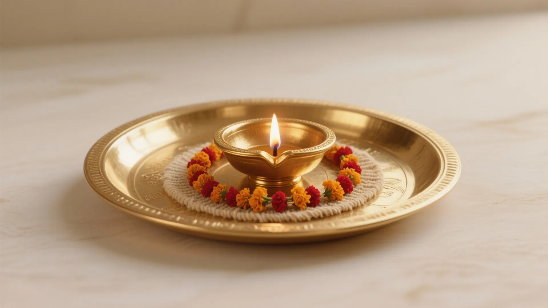 Minimal Luxe: Metal, Monochrome, and a Hero Diya