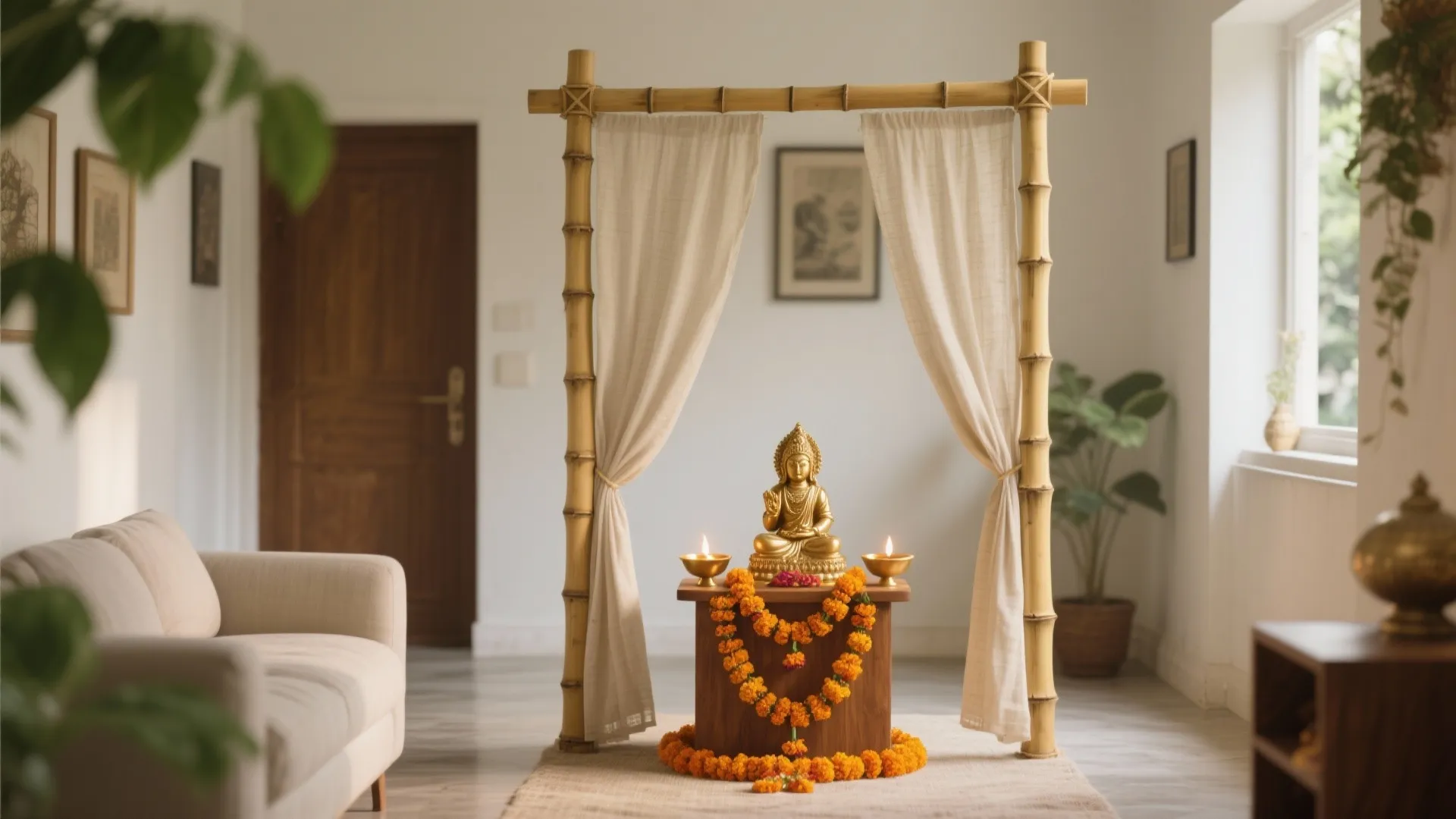 Minimal Mandap with Natural Materials